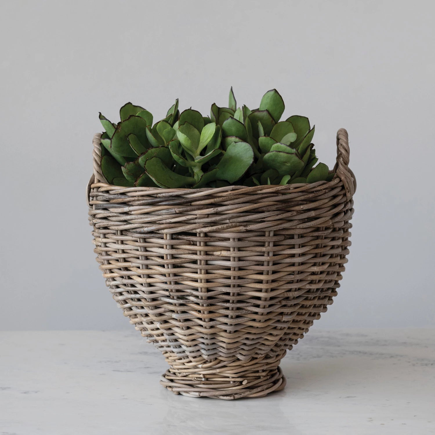 Handwoven Footed Rattan Basket
