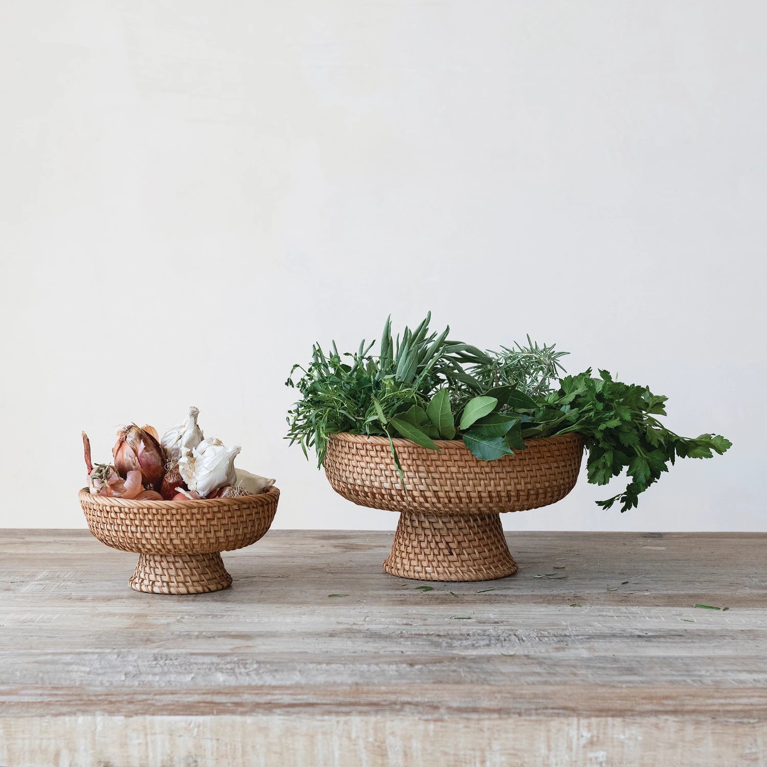 Handwoven Rattan Footed Bowl - 2 Sizes