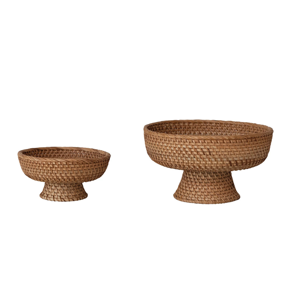 Handwoven Rattan Footed Bowl - 2 Sizes