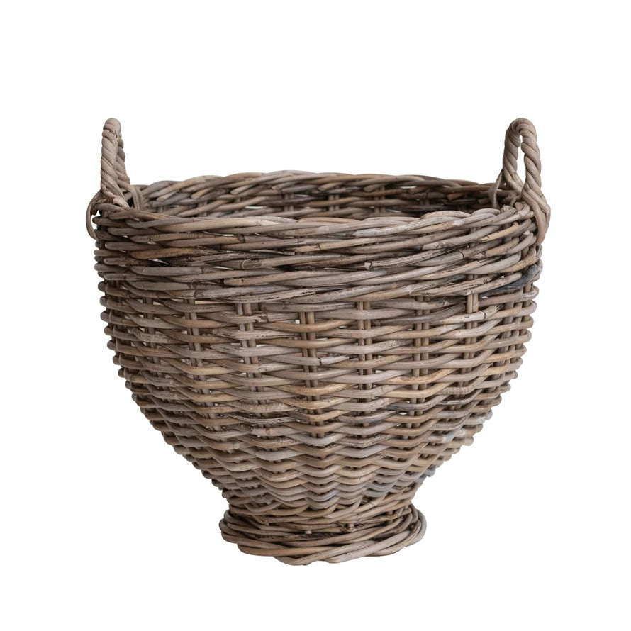 Handwoven Footed Rattan Basket