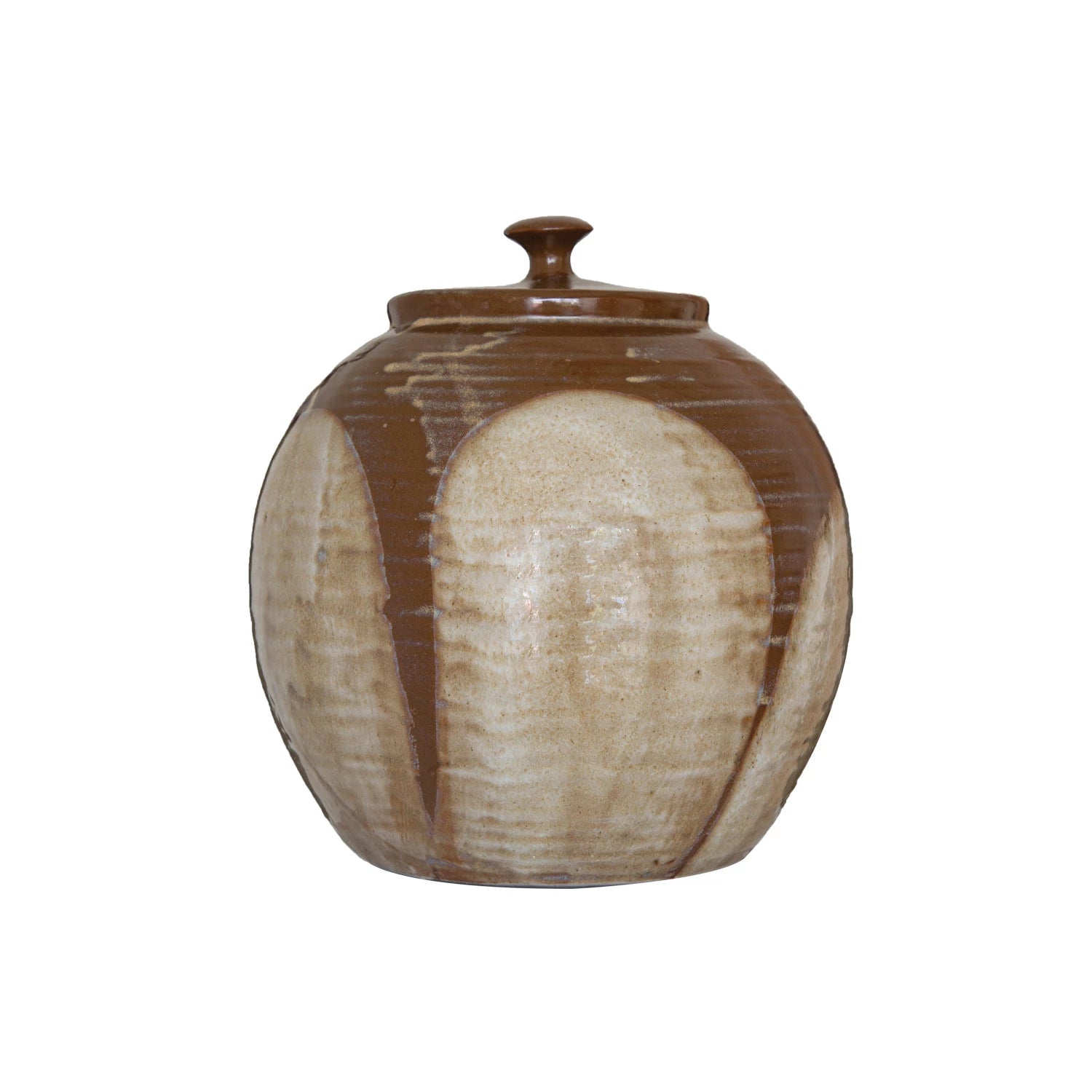 Lidded Brown Stoneware Jar