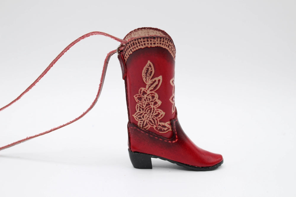 Handmade Leather Cowboy Boot Ornament - 3 Colors