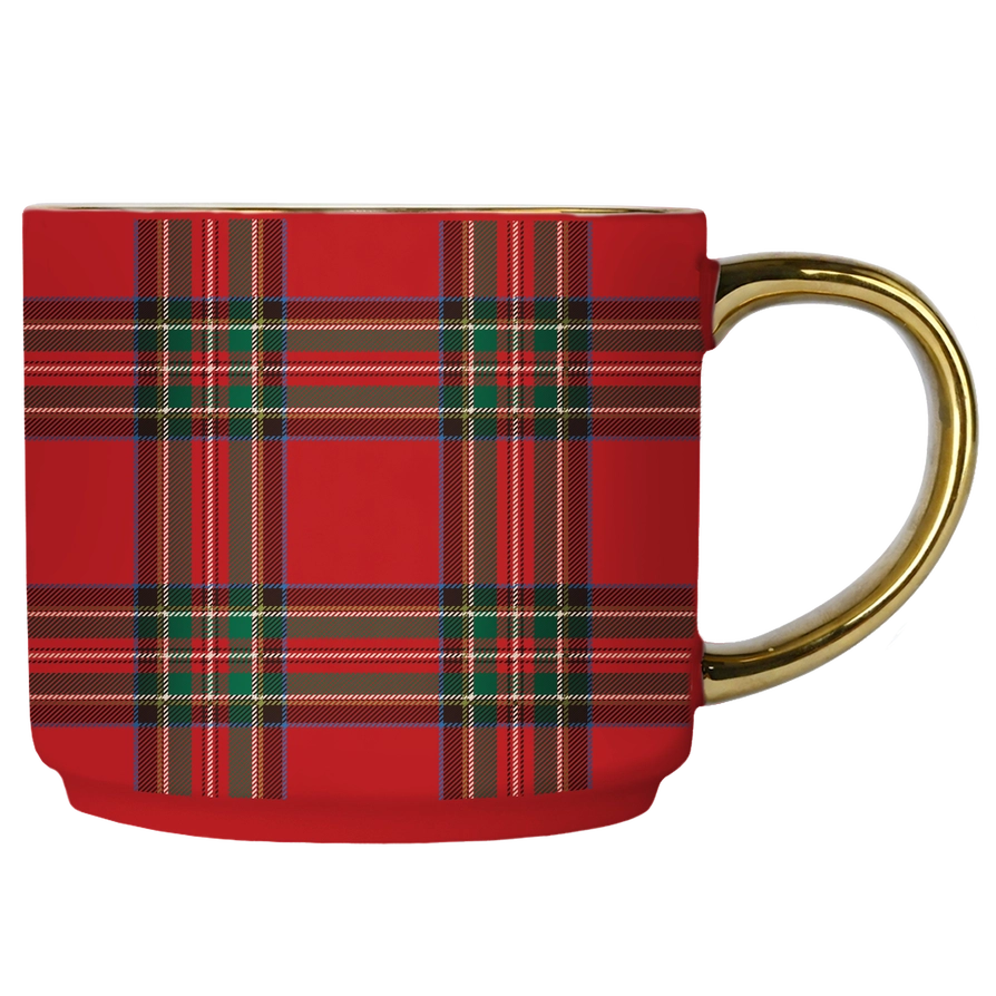 Holiday Plaid Mug w/Gold Handle - 2 Colors