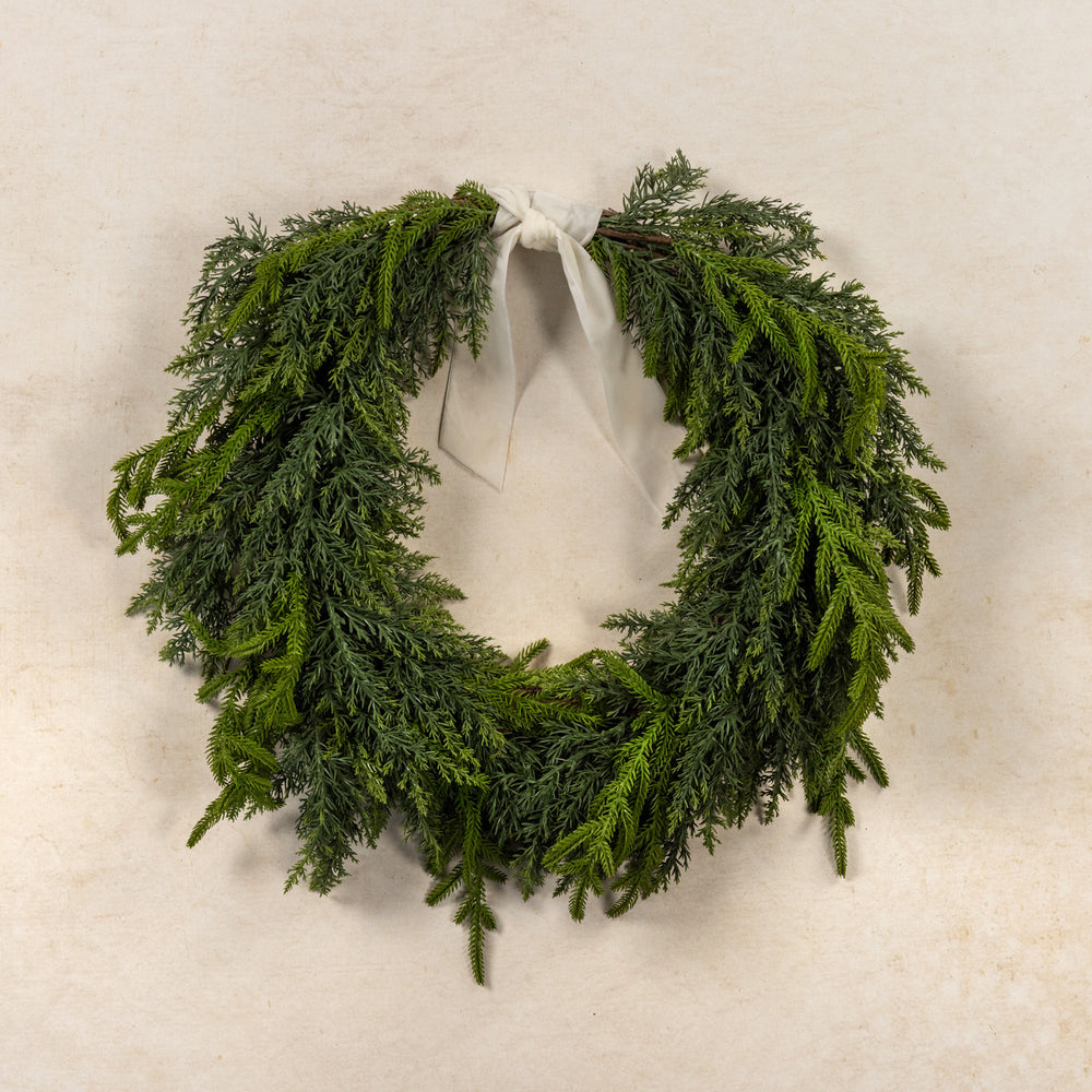 Redwood & Cedar Wreath with Ribbon