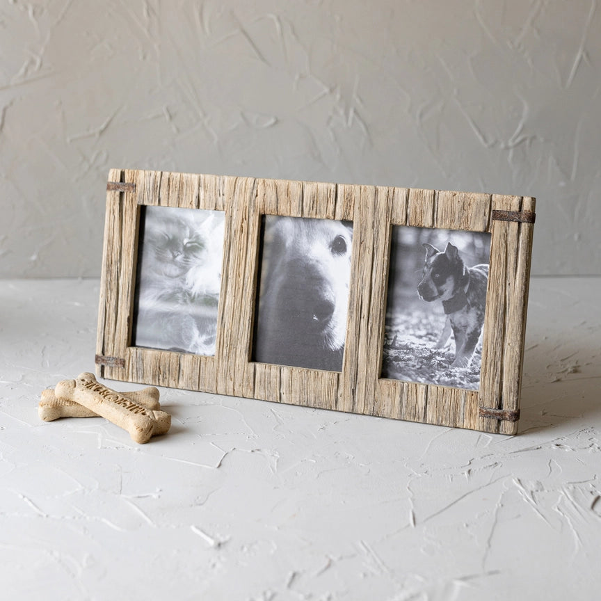 Driftwood Collage 3-Photo Frame