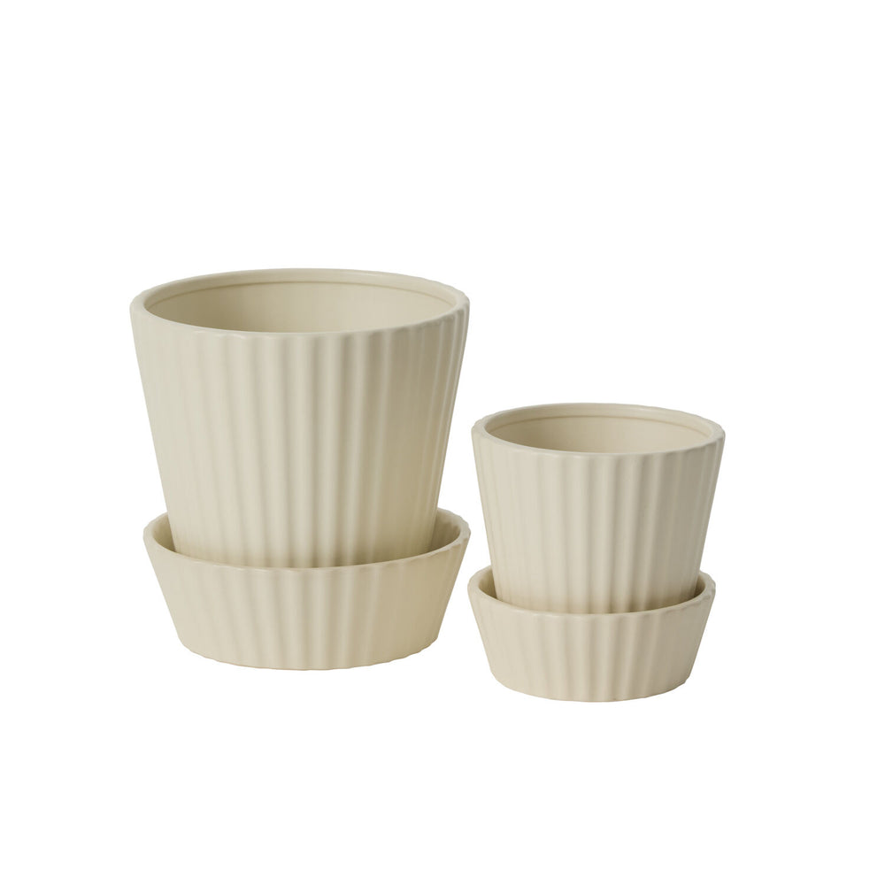 Ribbed Planter & Saucer - 2 Sizes