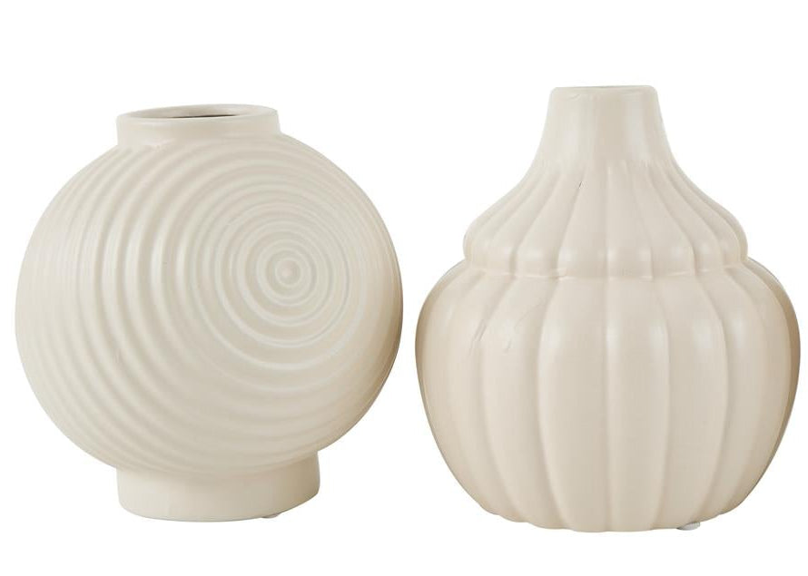 Ceramic Ribbed Vase - 2 Styles