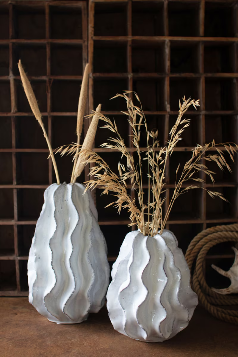 Ceramic Ruffled Vase - 2 Sizes