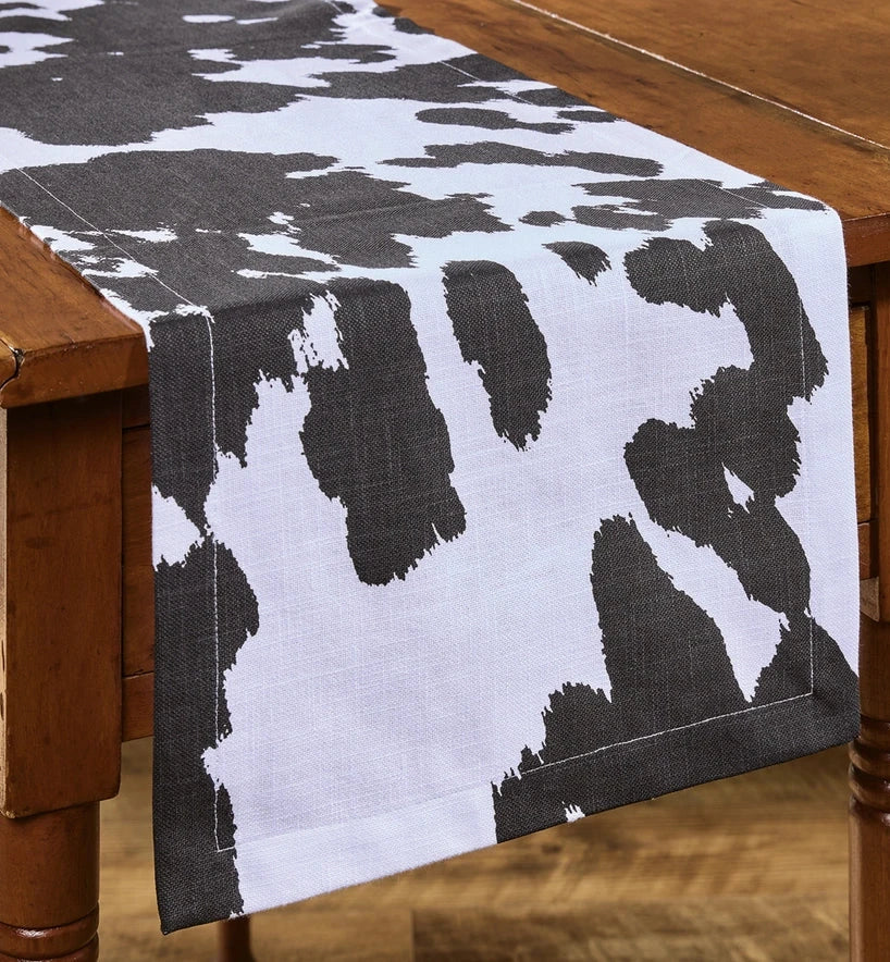 Black Cow Print Cotton Table Runner
