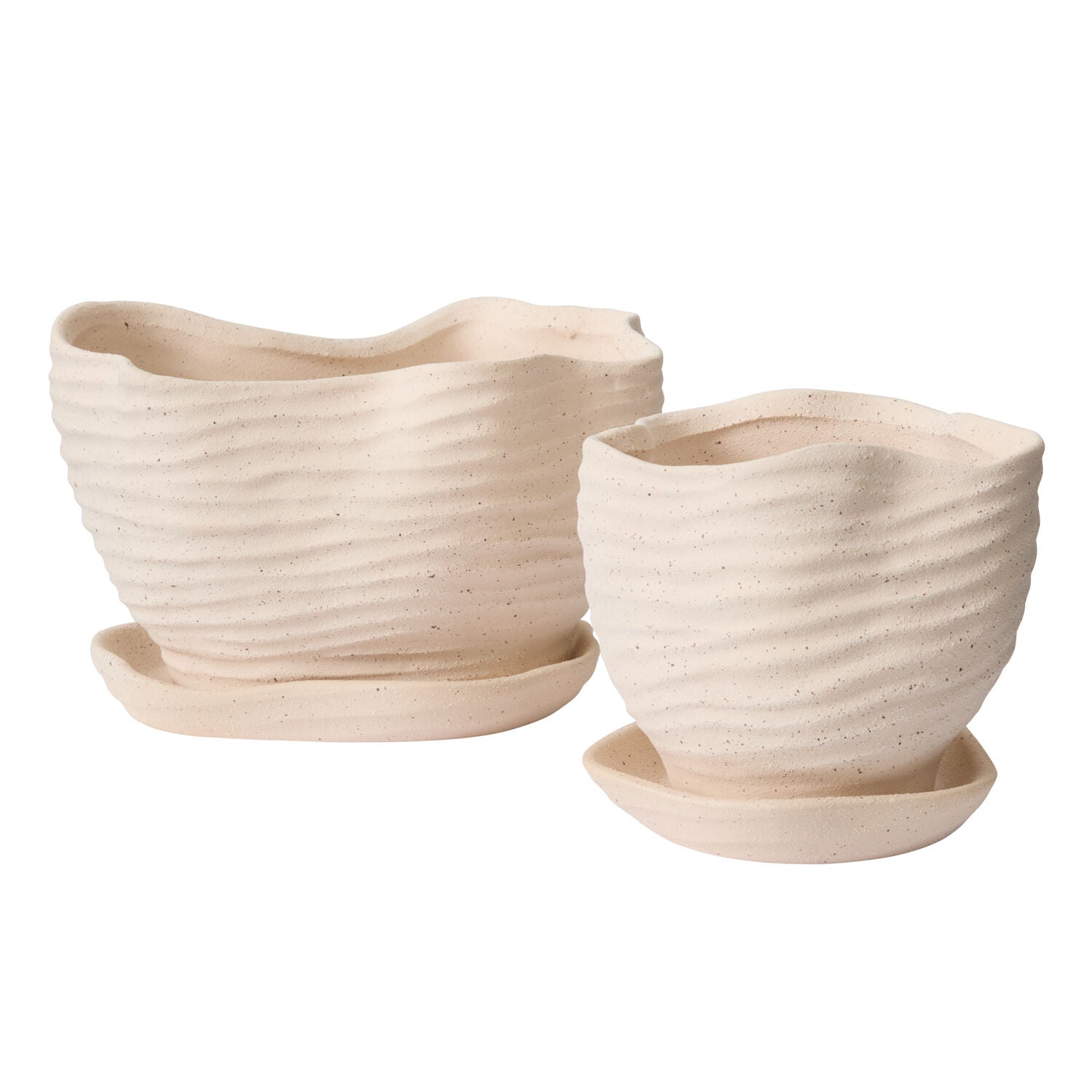 Gritty Ceramic Planter with Saucer- 2 Sizes