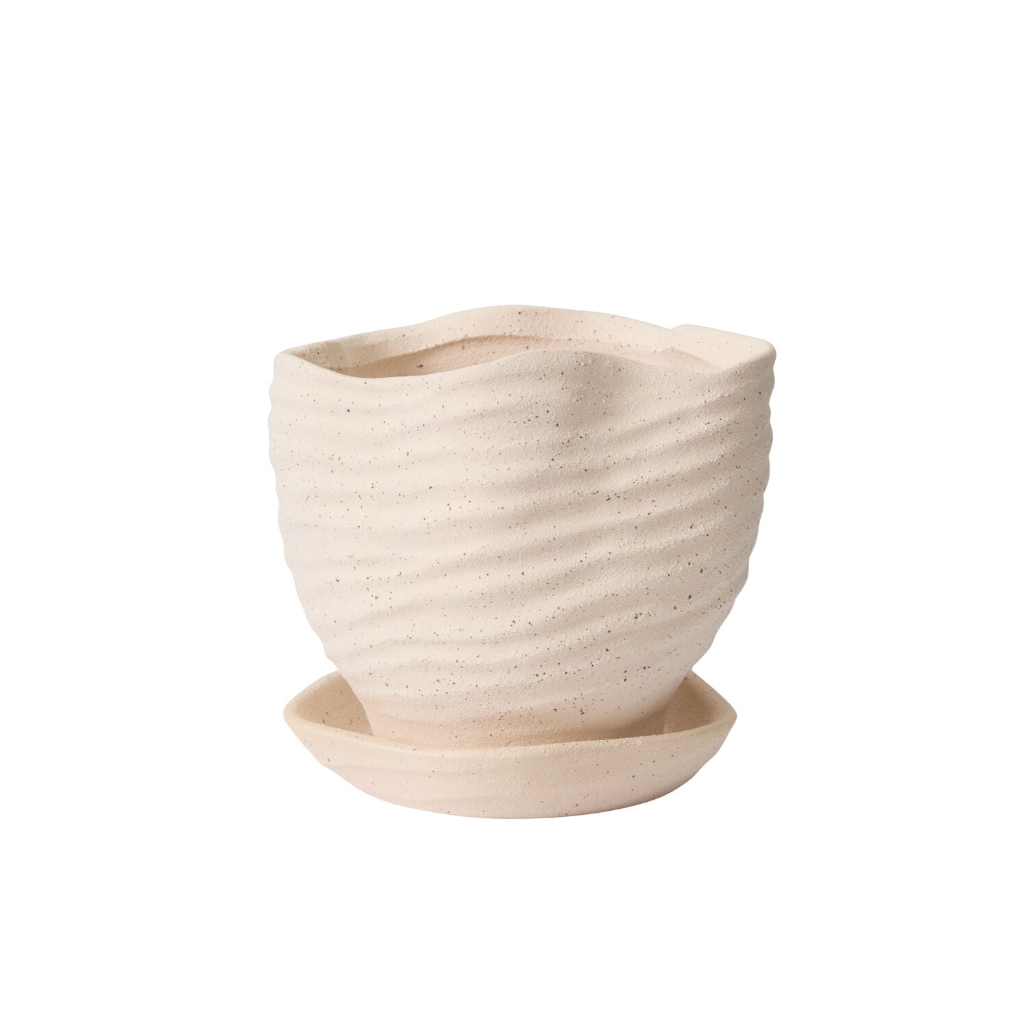 Gritty Ceramic Planter with Saucer- 2 Sizes