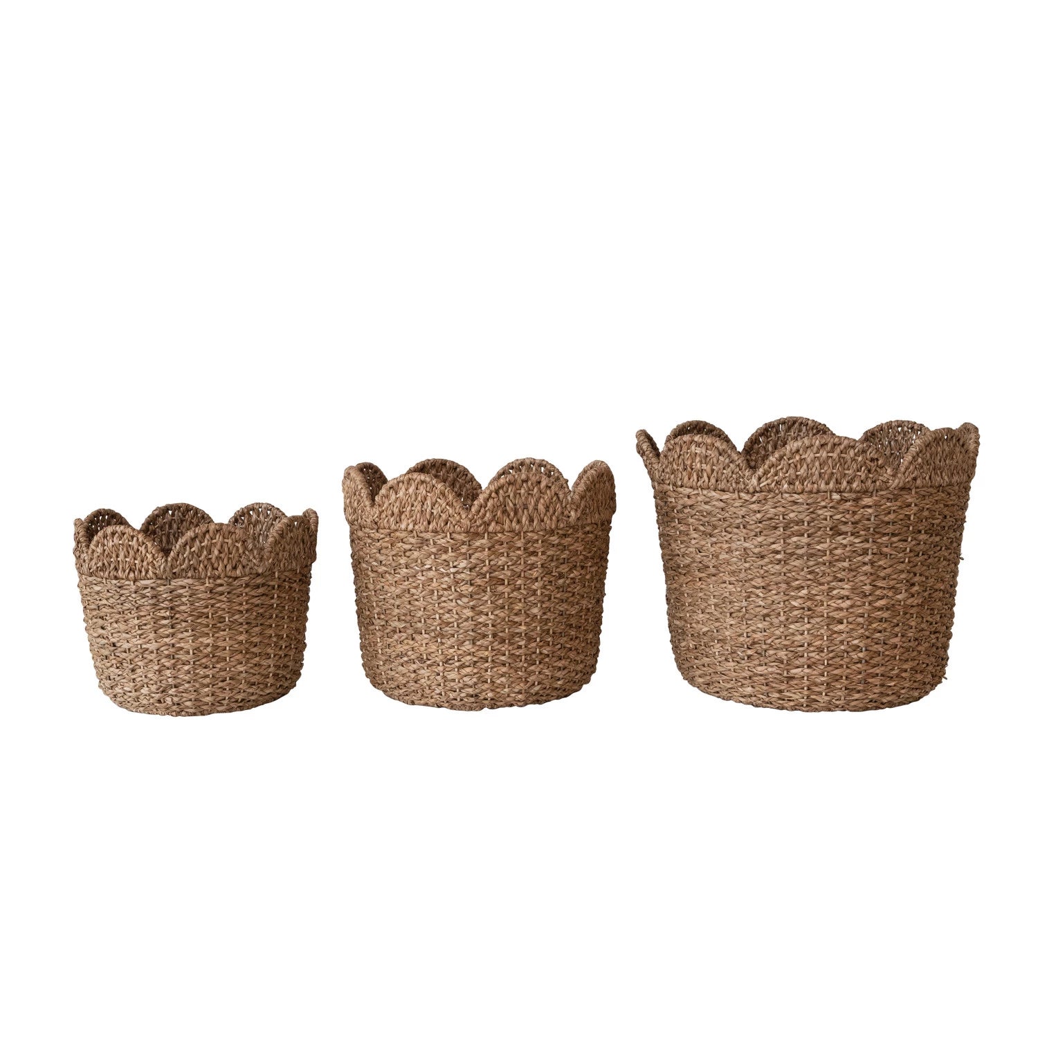 Braided Bankuan Scalloped Edged Baskets - 3 Sizes