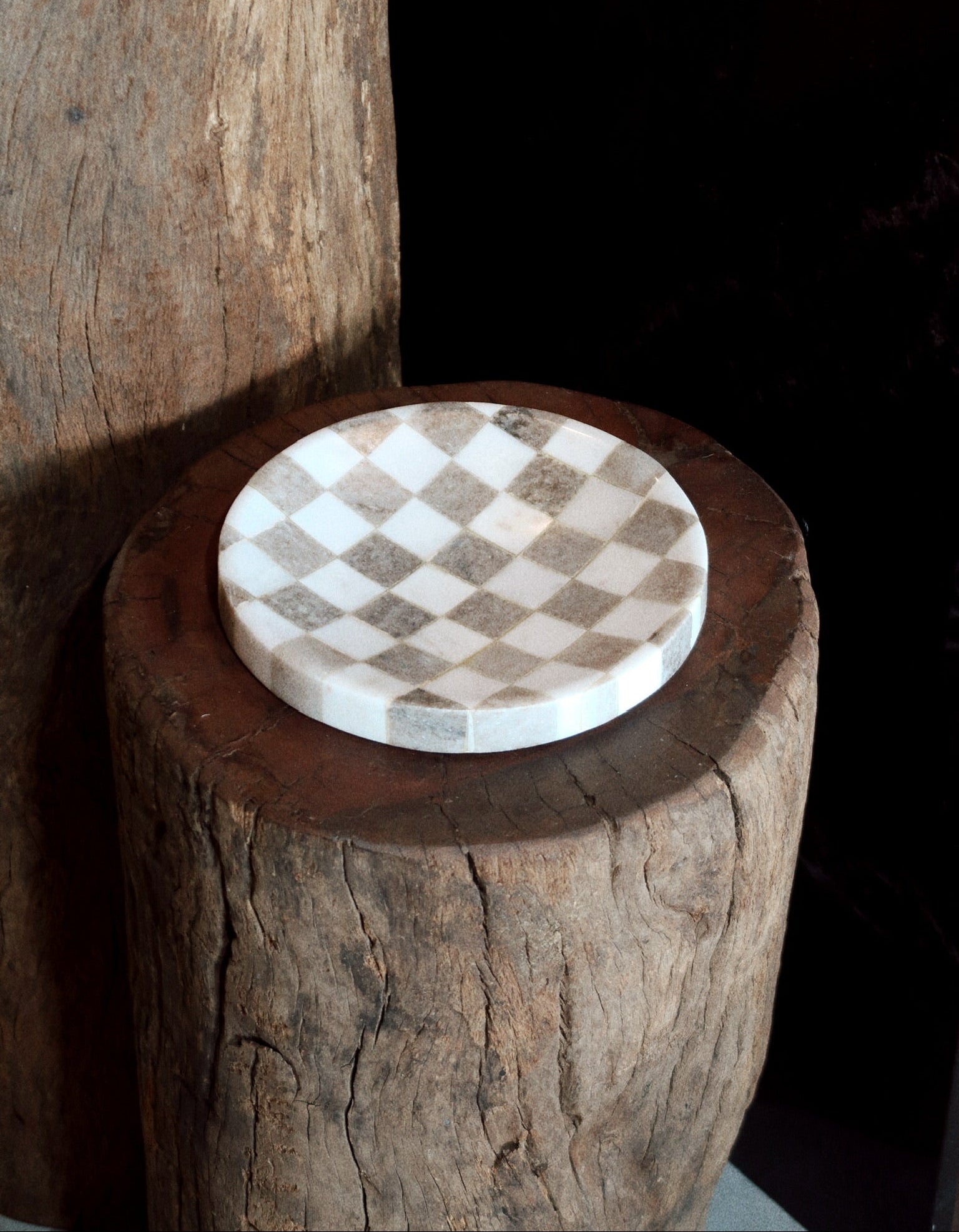 Handcrafted Checkered Marble Serving Tray