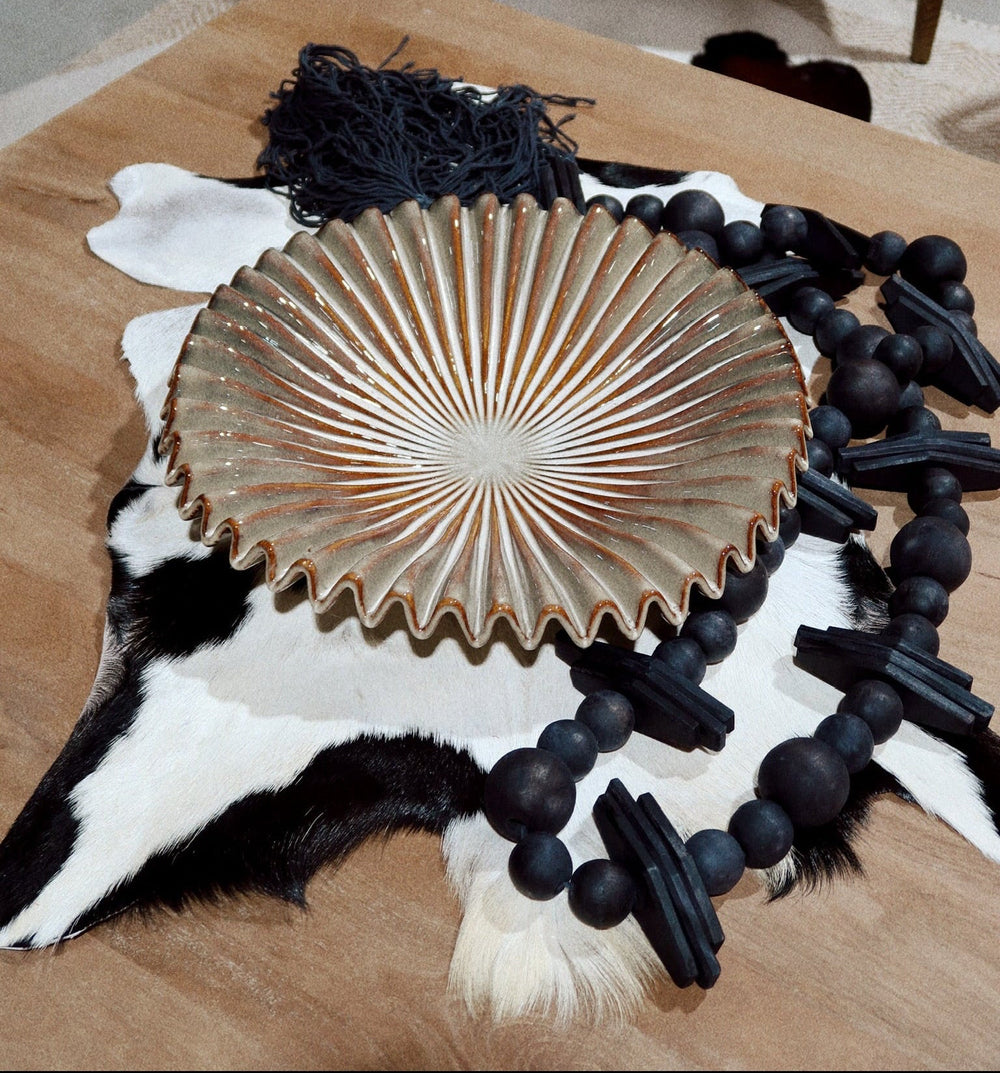 Pleated Ceramic Decorative Bowl