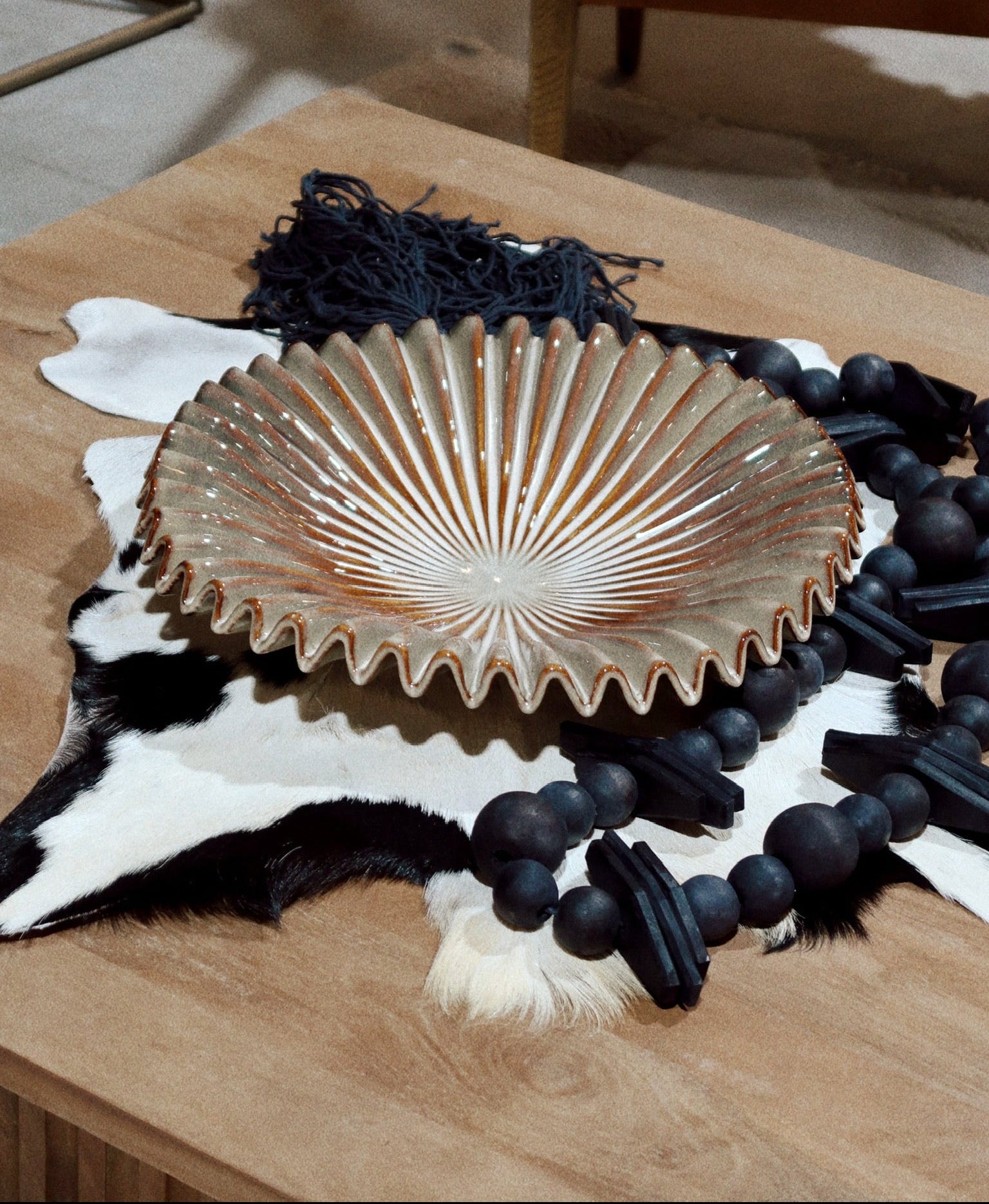 Pleated Ceramic Decorative Bowl