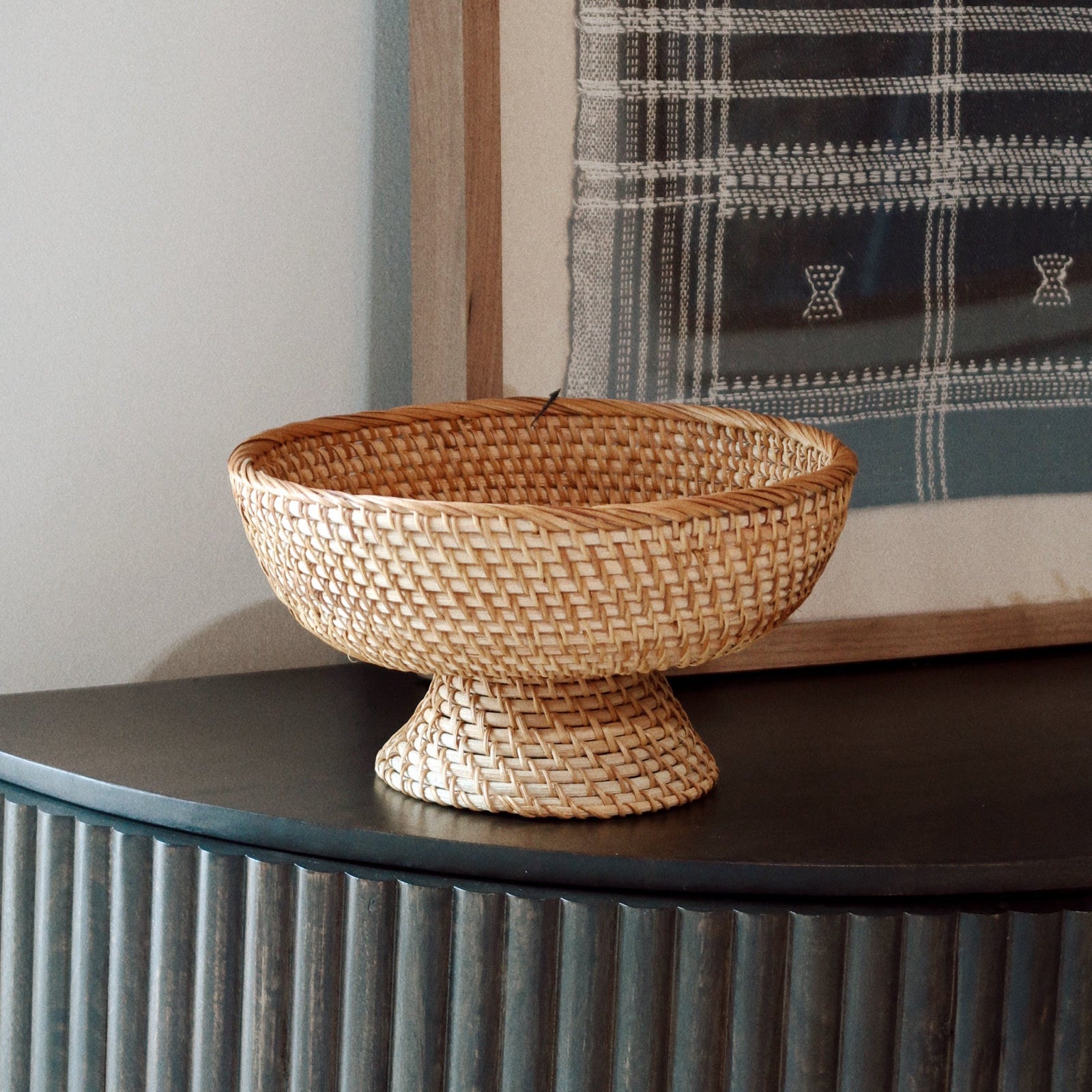 Handwoven Rattan Footed Bowl - 2 Sizes