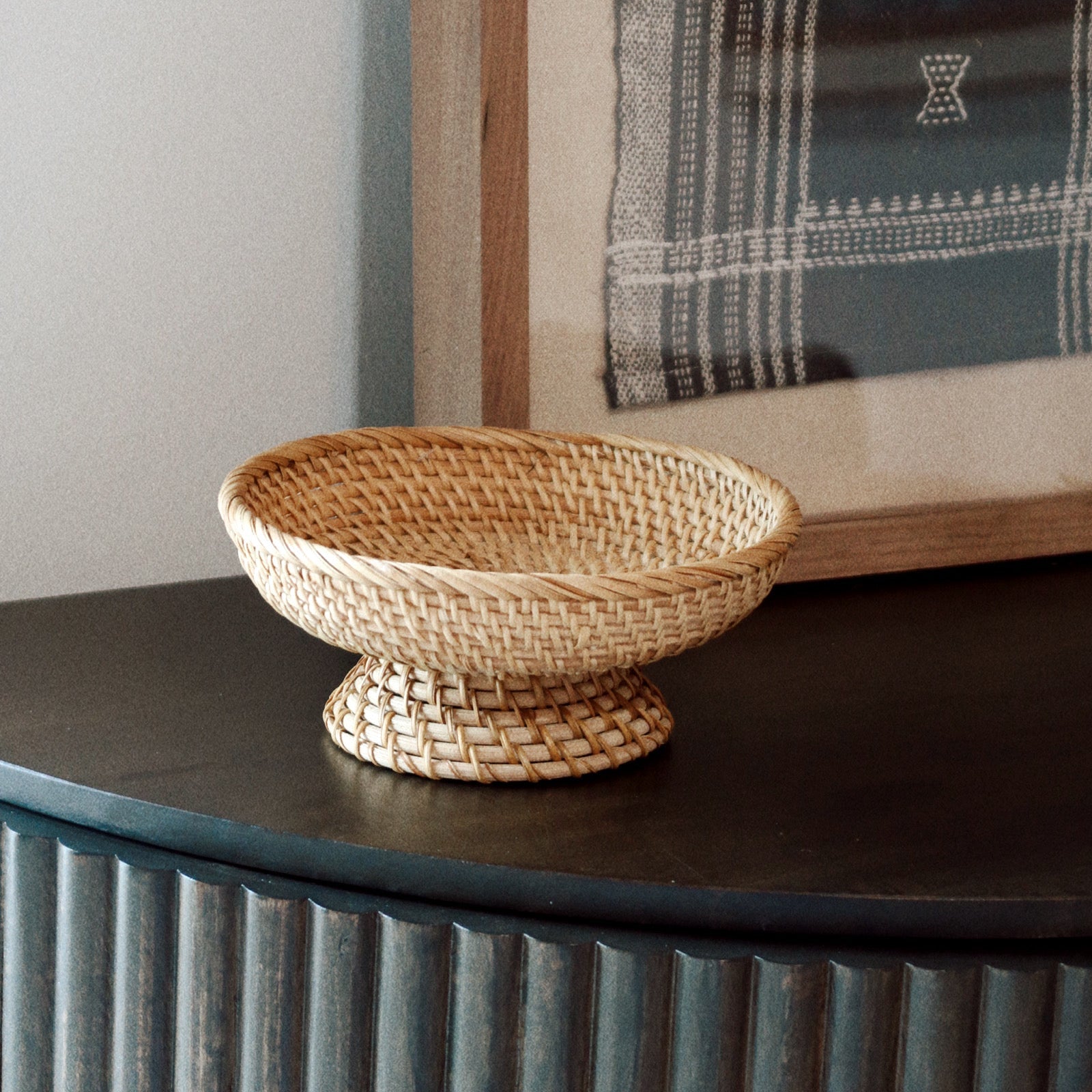 Handwoven Rattan Footed Bowl - 2 Sizes