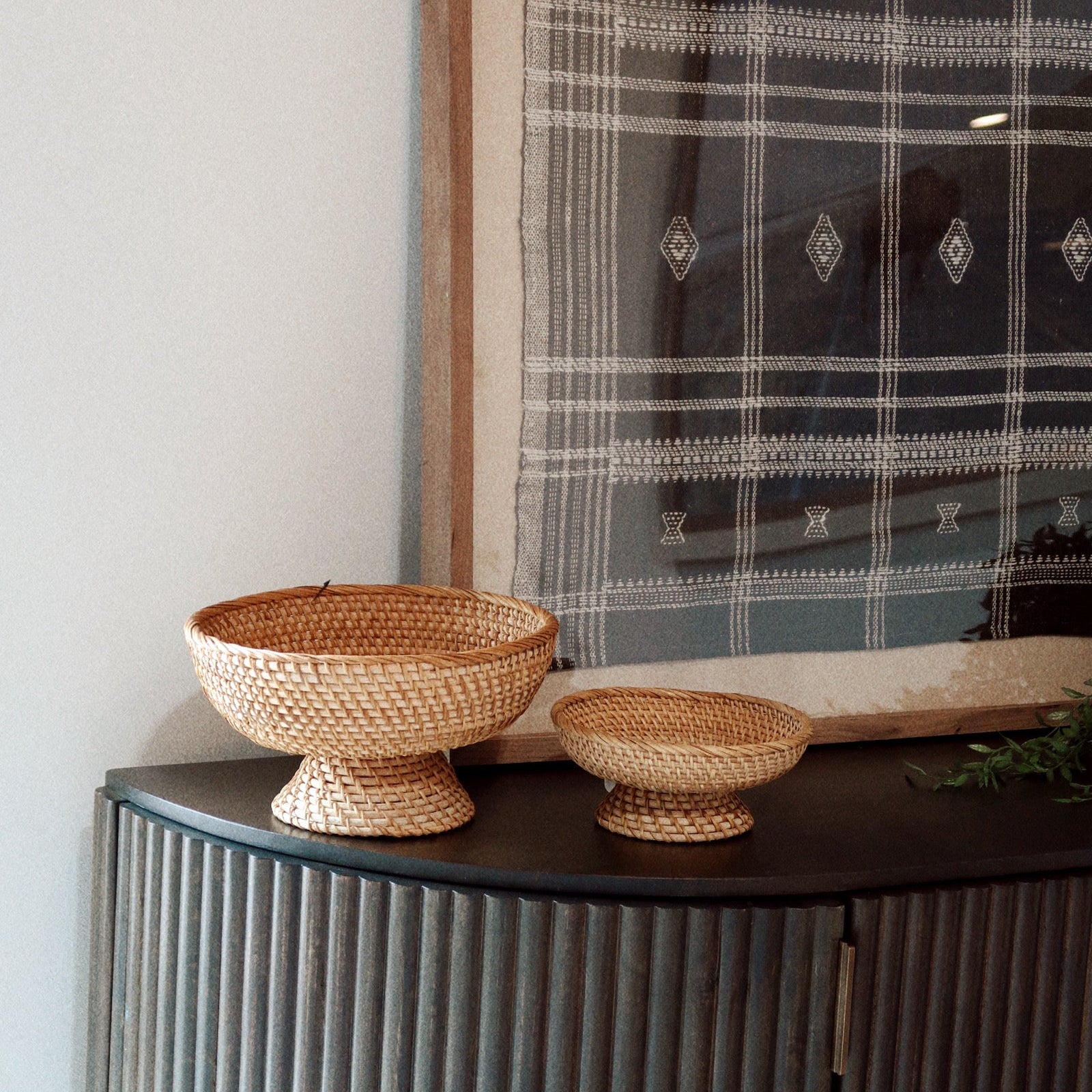 Handwoven Rattan Footed Bowl - 2 Sizes