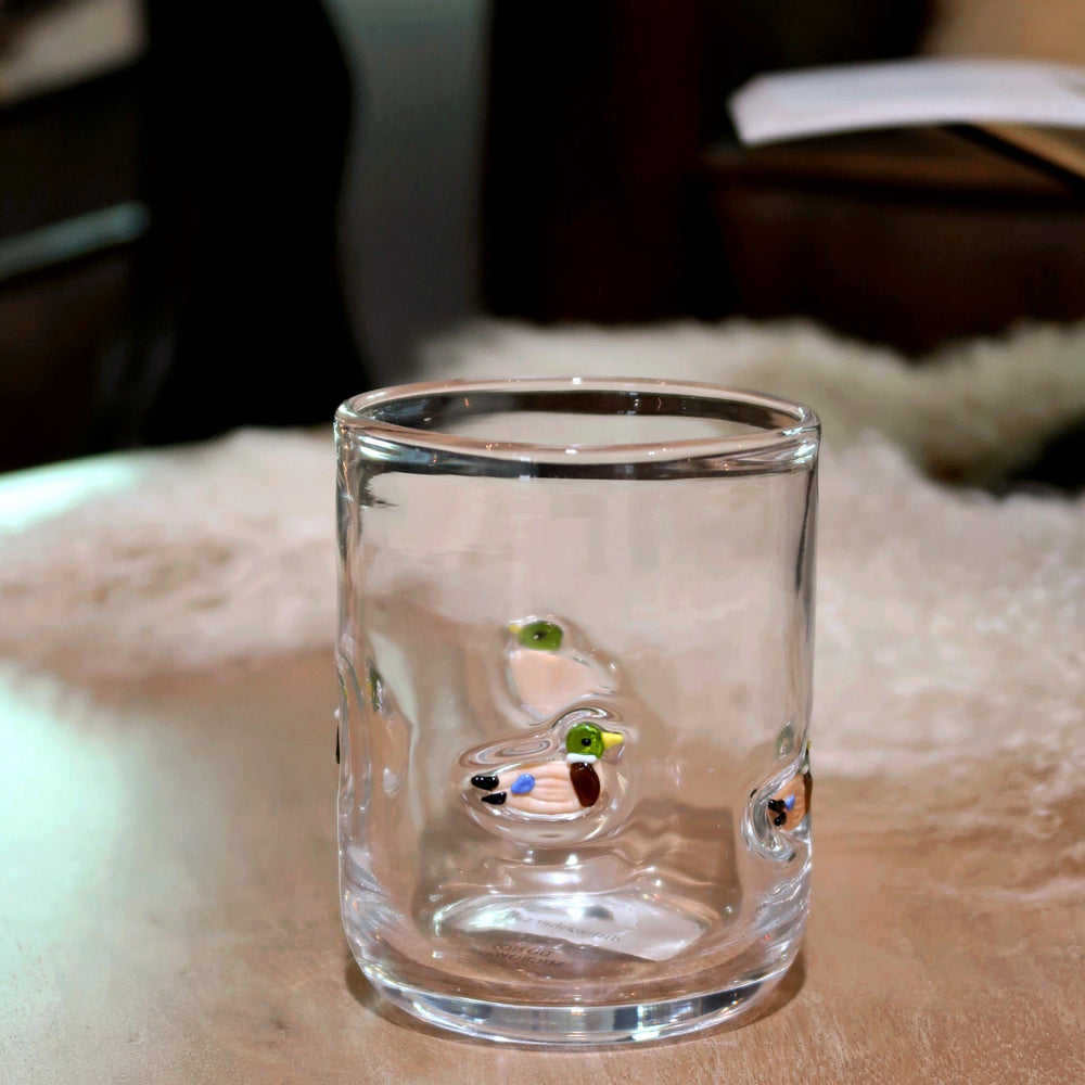Embedded Mallard Duck Drinking Glass