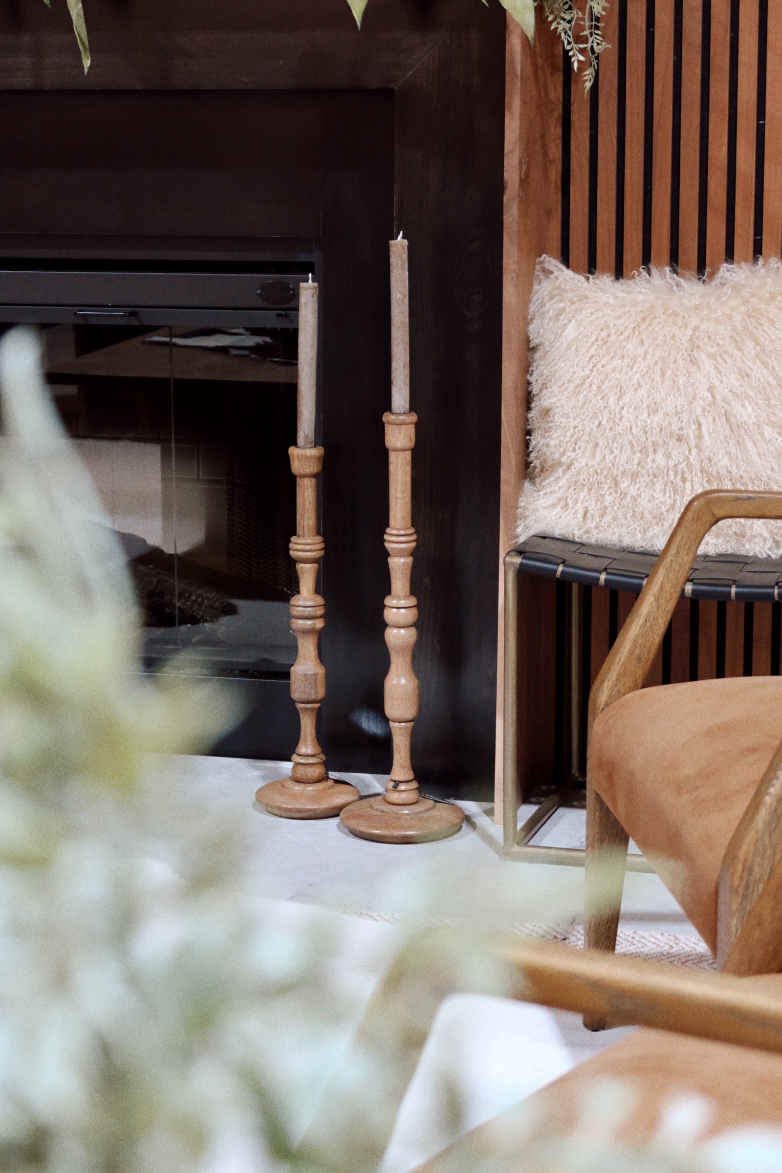 Walnut Finished Candlestick Holder - 2 Sizes