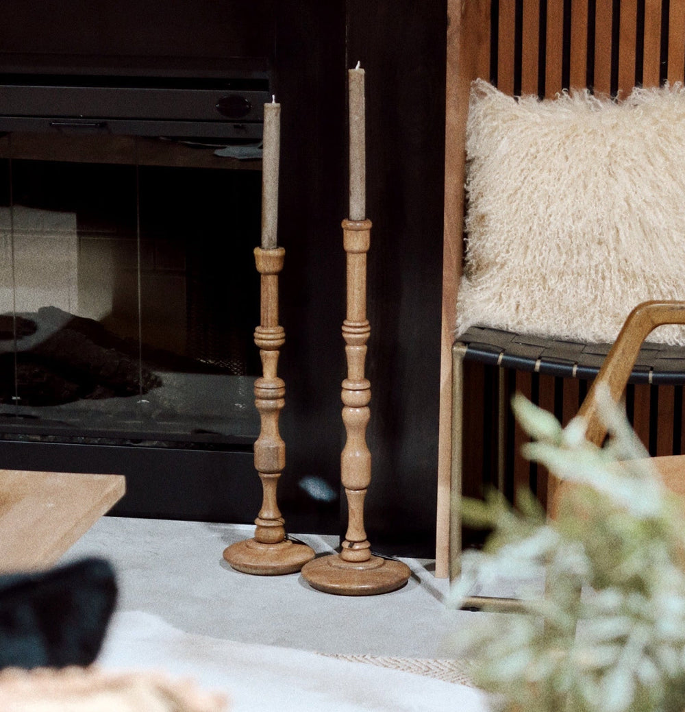 Walnut Finished Candlestick Holder - 2 Sizes