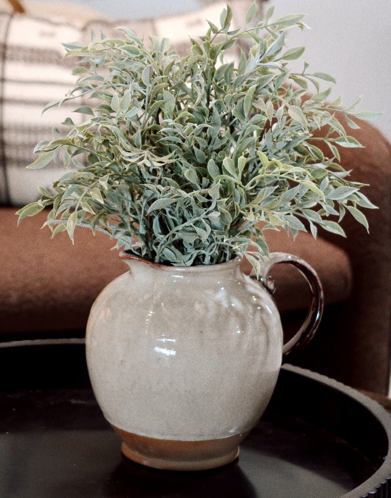 Neutral Toned Stoneware Pitcher