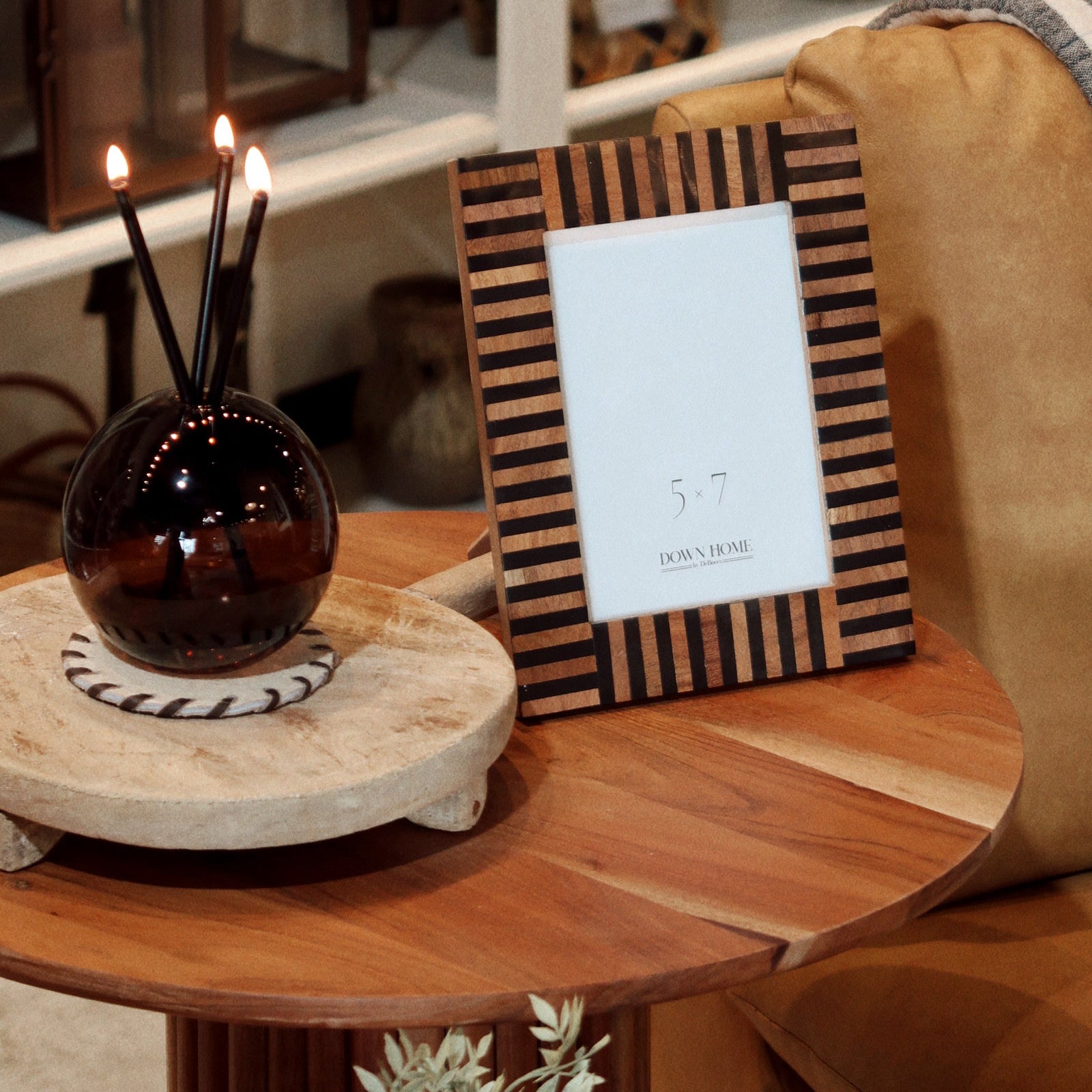 Handcrafted Striped Wooden Frame - 2 Colors & 2 Sizes