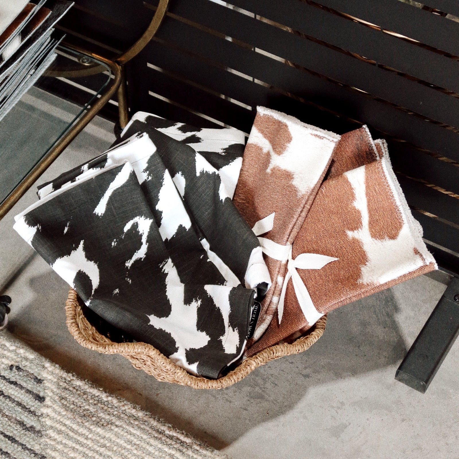 Black Cow Print Cotton Table Runner