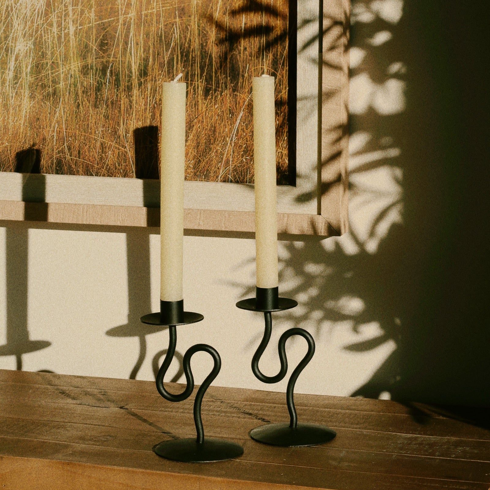 Hand-Forged Abstract Candlestick Holder