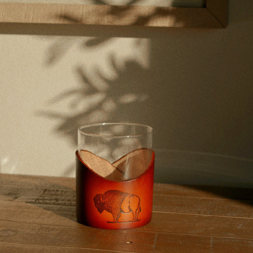 12oz Handmade Gradient Leather Wrap + Glass - 2 Styles