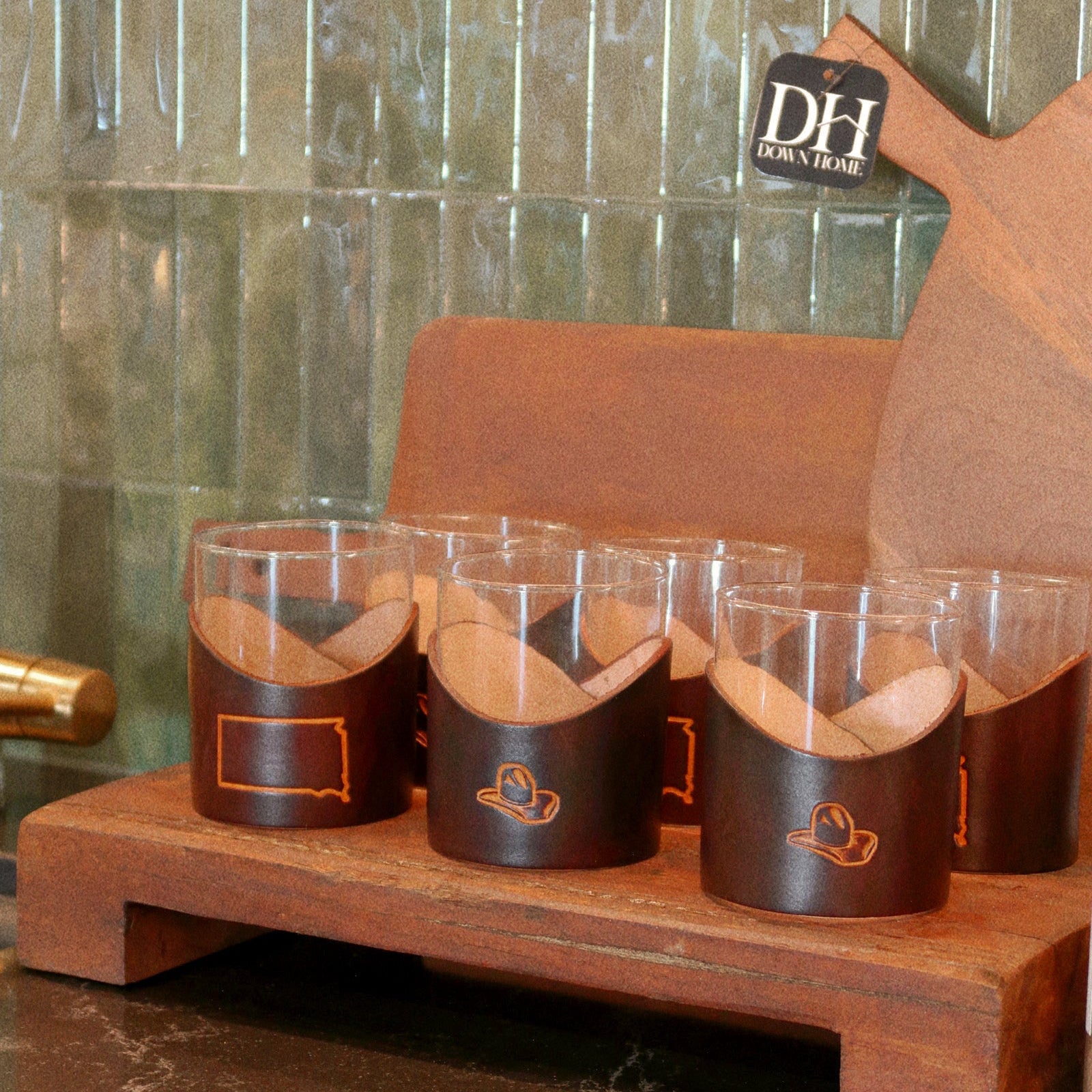 12oz Handmade Leather Wrap + Glass - 2 Styles