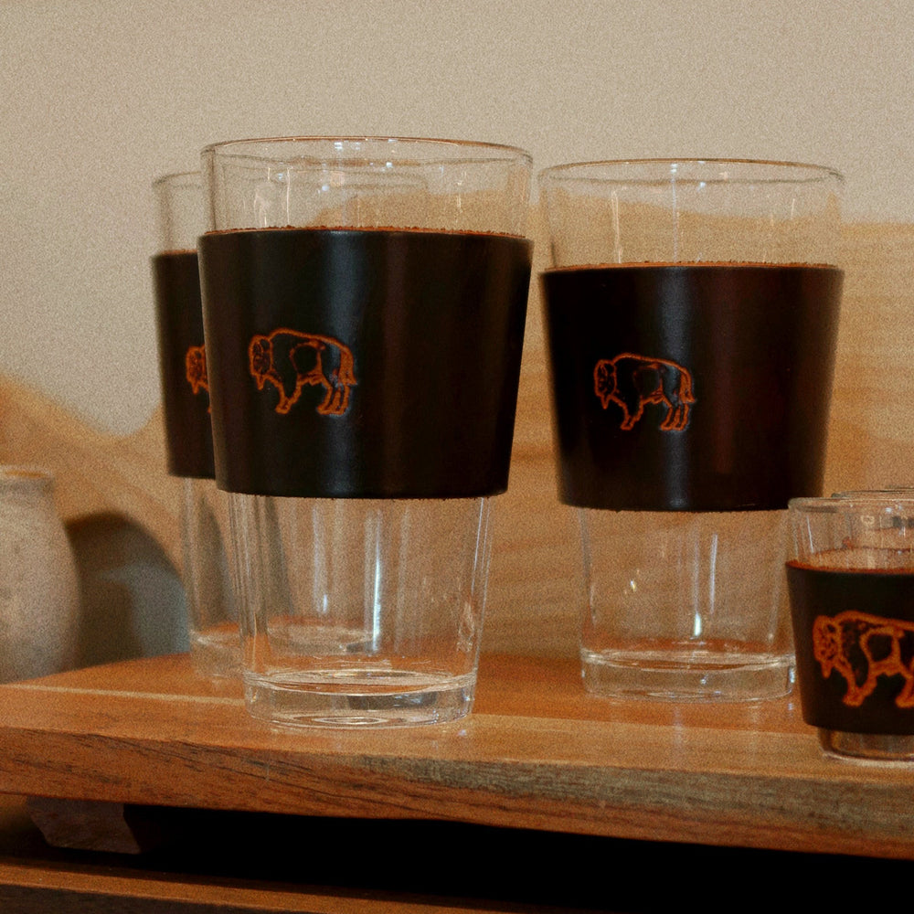 16oz Handmade Leather Wrap + Glass - 2 Styles