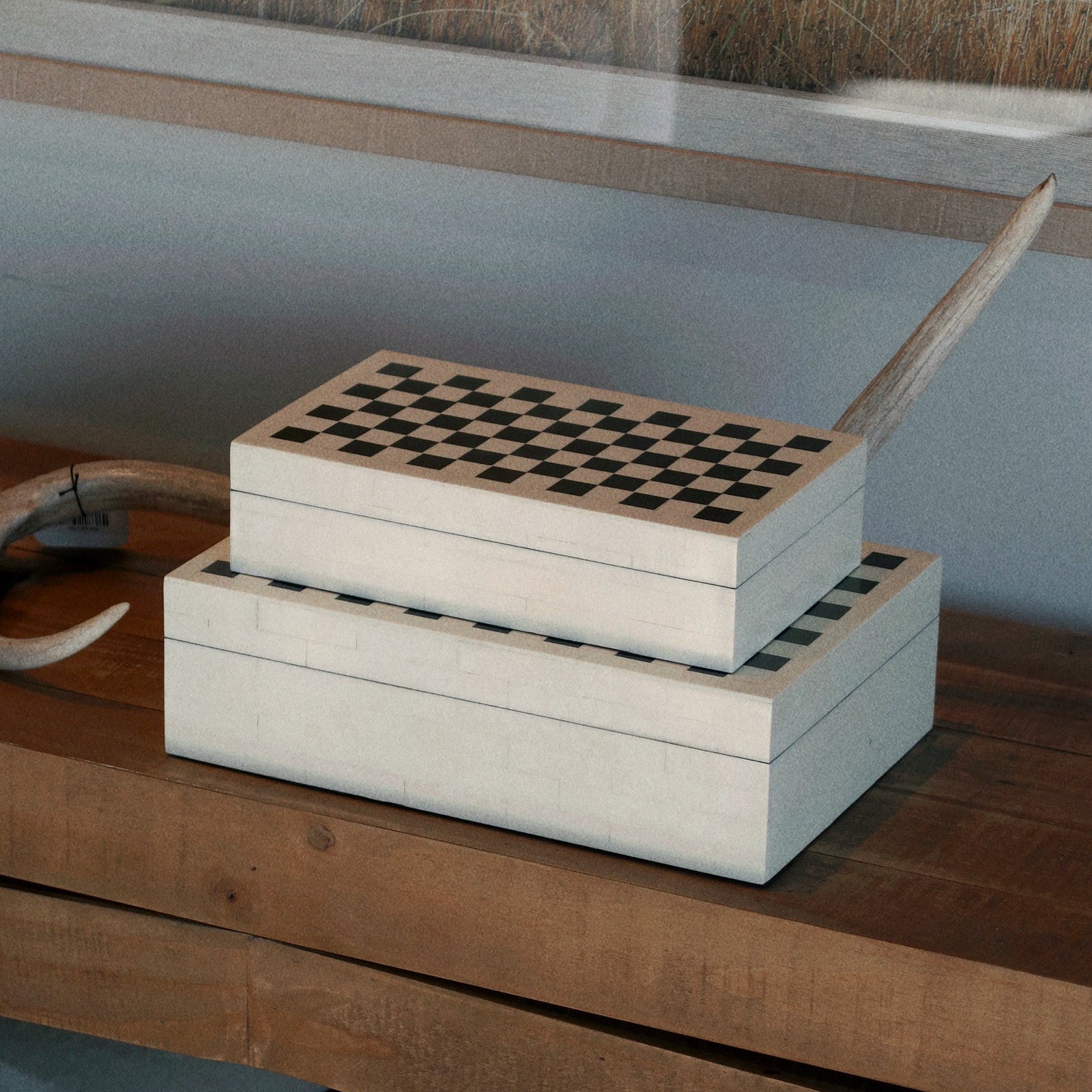 Black & Ivory Checkered Box - 2 Sizes