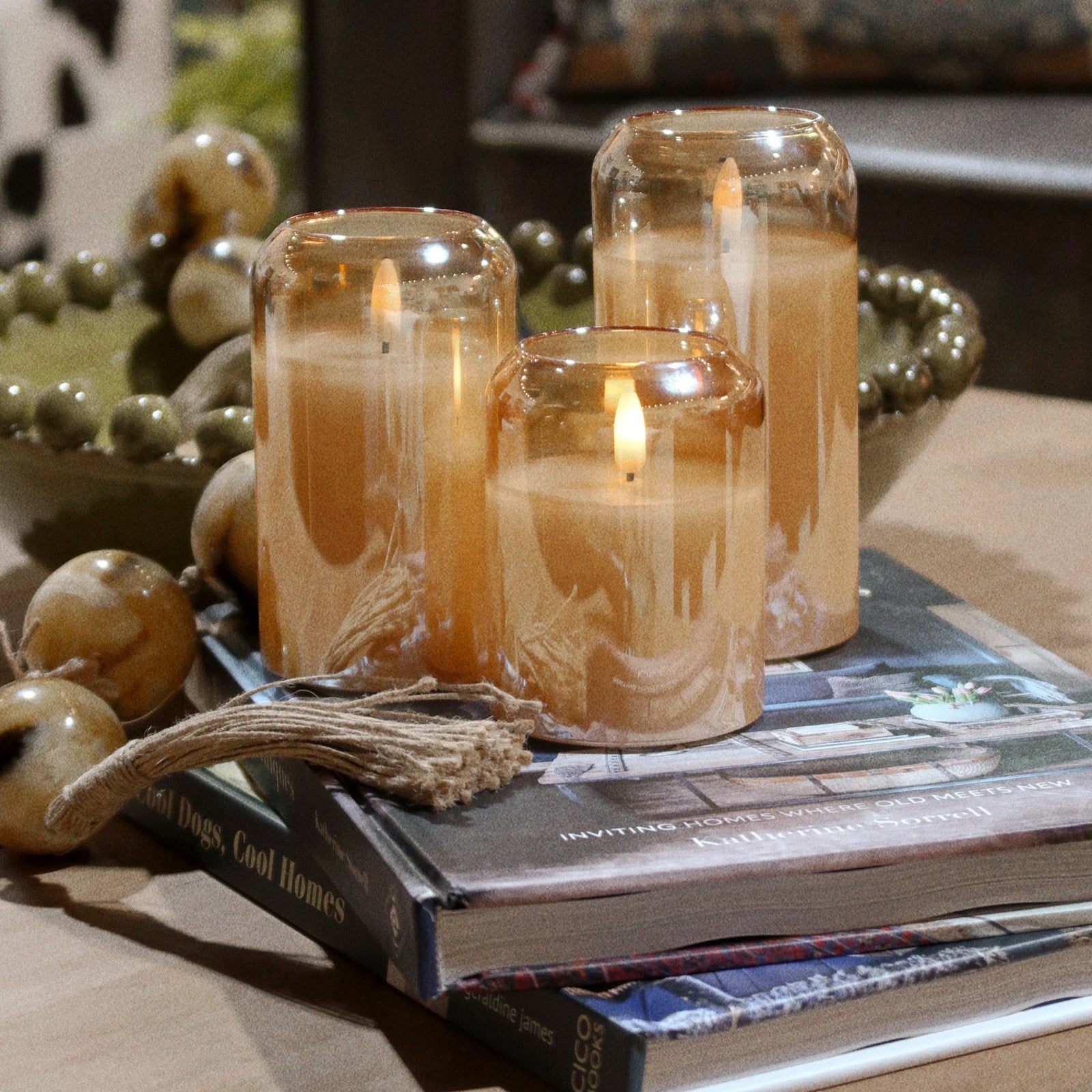3D Flame Arched Glass Candle - 2 Colors/3 Sizes