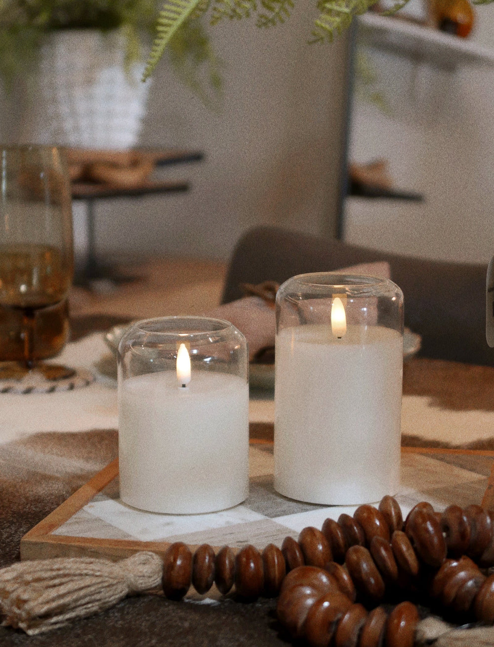 3D Flame Arched Glass Candle - 2 Colors/3 Sizes