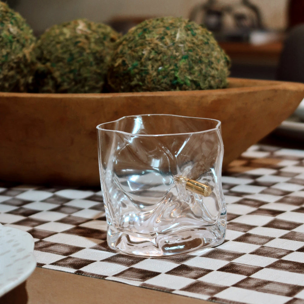 Bullet Embedded Whiskey Glass
