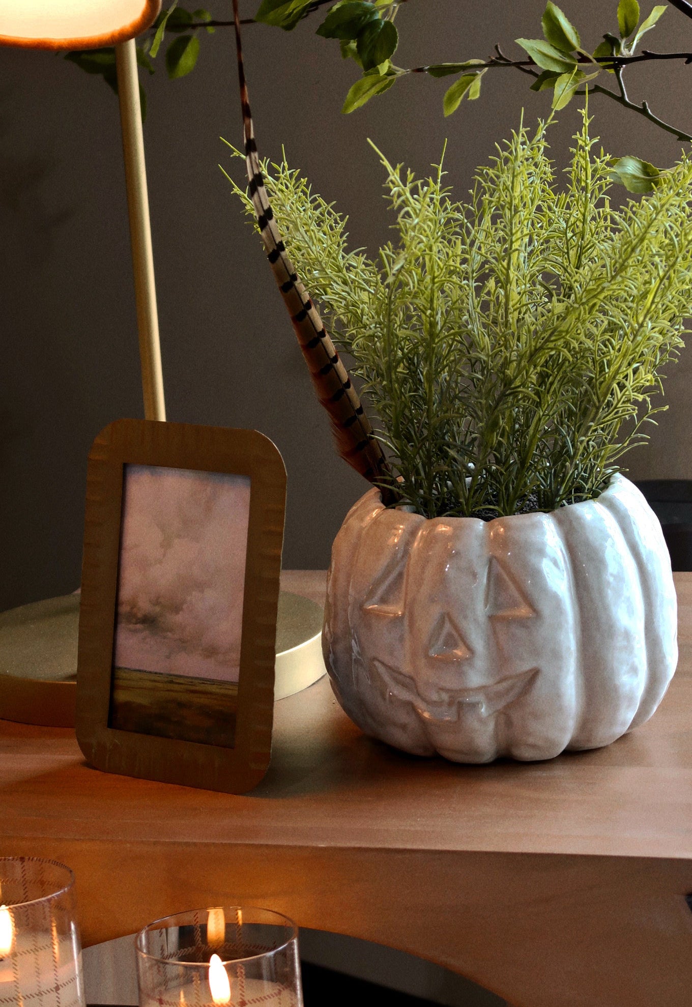 Carved Ceramic Jack-O'-Lantern Pot