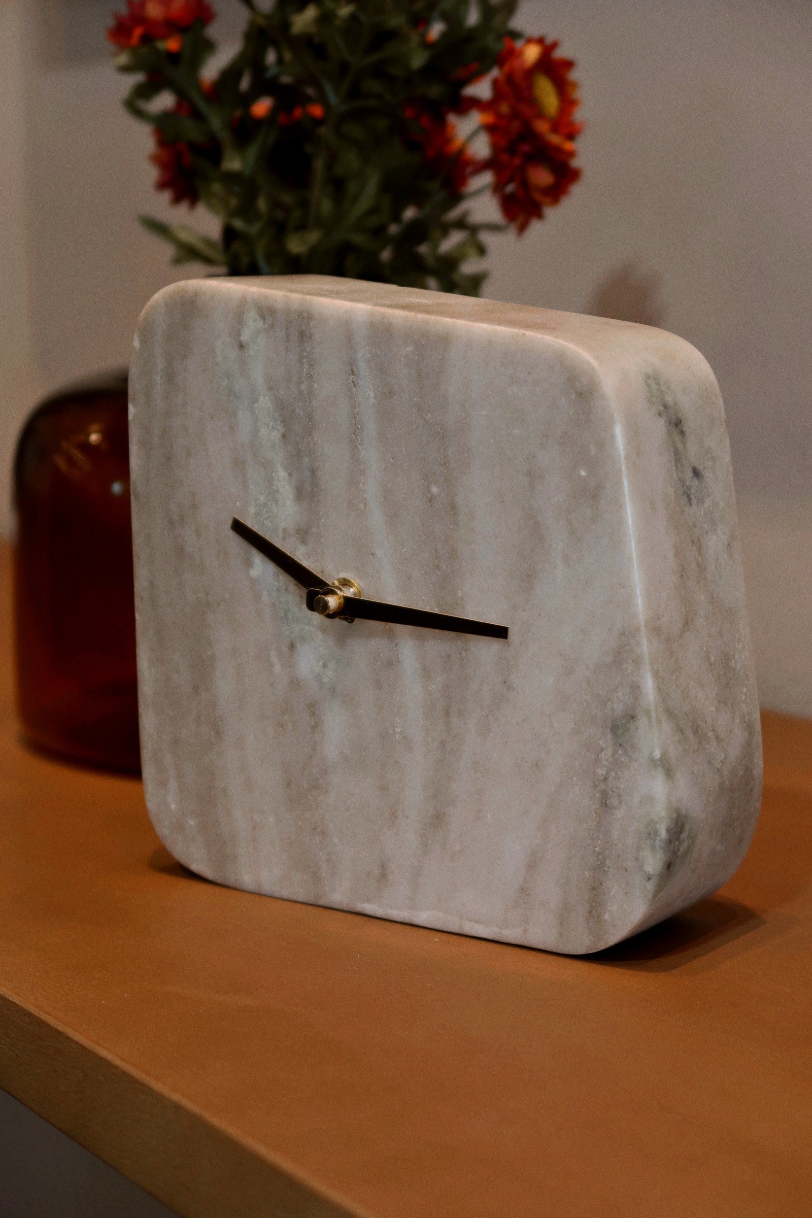 Buff Marble Organic Shape Table Clock