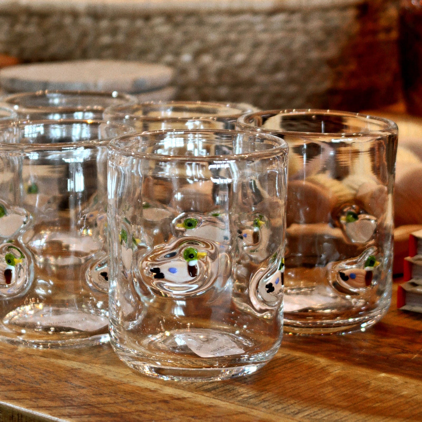 Embedded Mallard Duck Drinking Glass