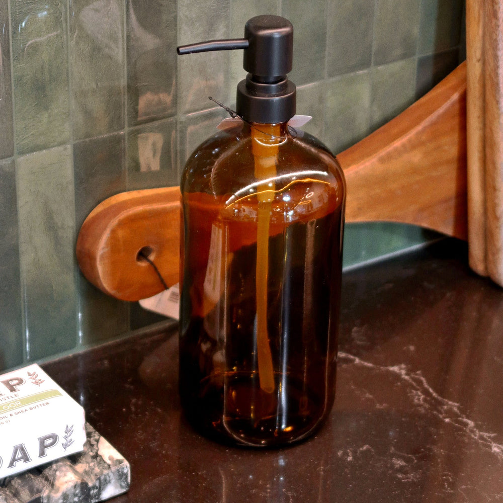 Amber Glass Soap Dispenser