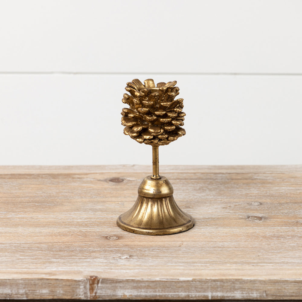 Stemmed Pinecone Candlestick Holder - 2 Sizes