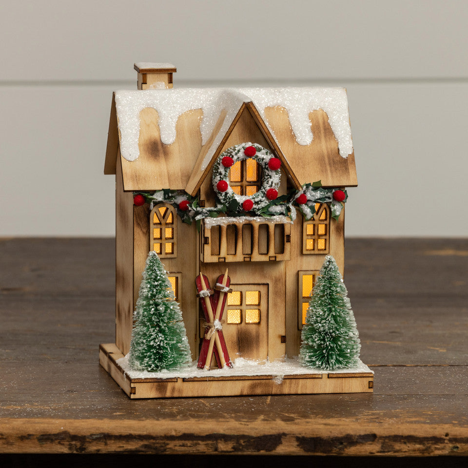 Lighted Holiday Ski Lodge