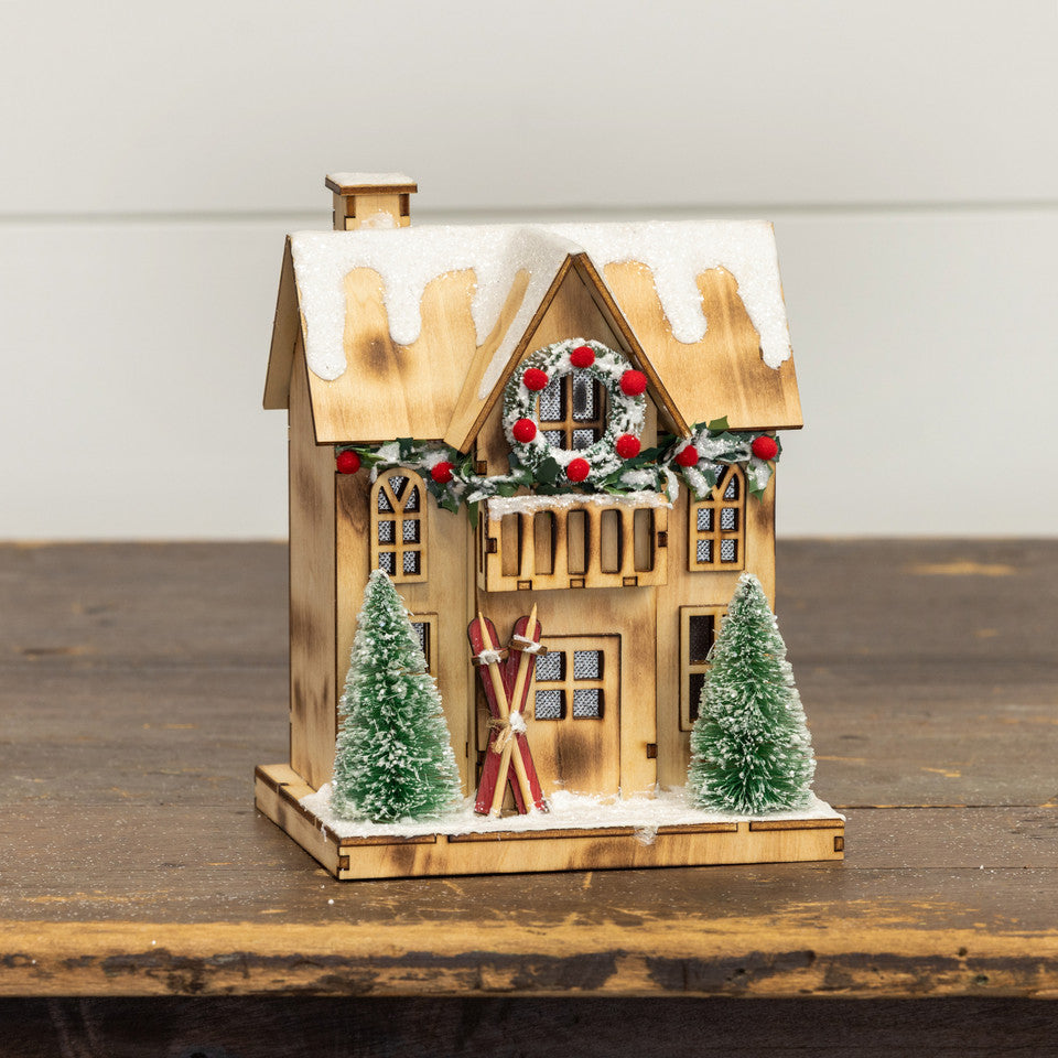 Lighted Holiday Ski Lodge