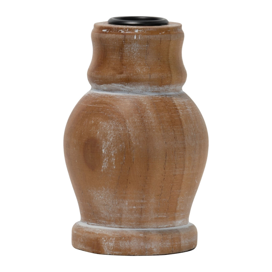 Aged Wood Candlestick Holder - 2 Sizes