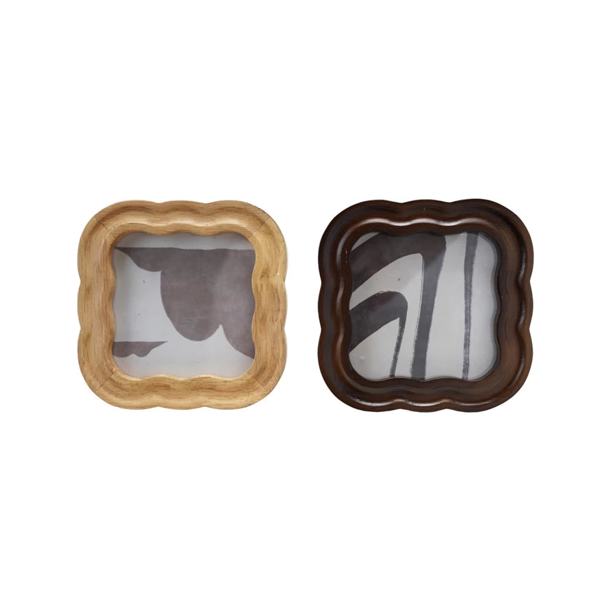 Mini Grooved Scalloped Wood Photo Frame - 2 Colors