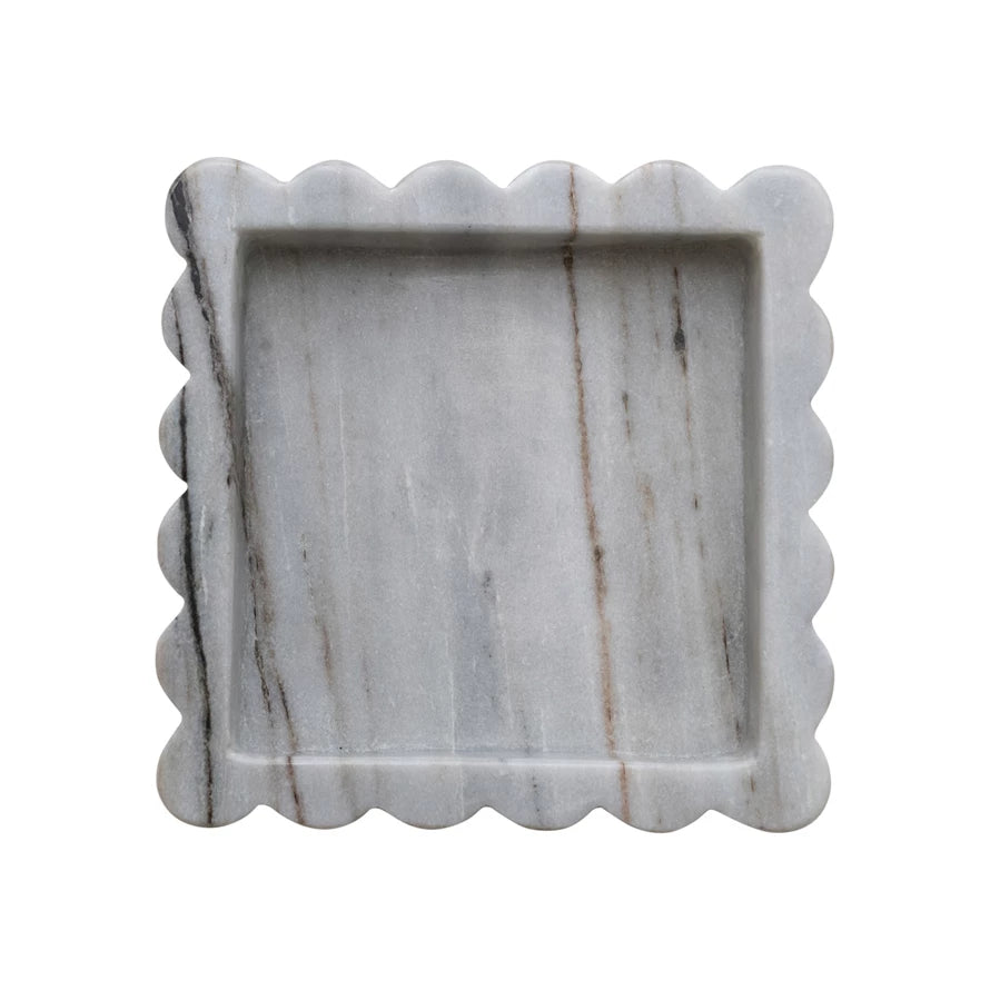 Square Scalloped Marble Tray