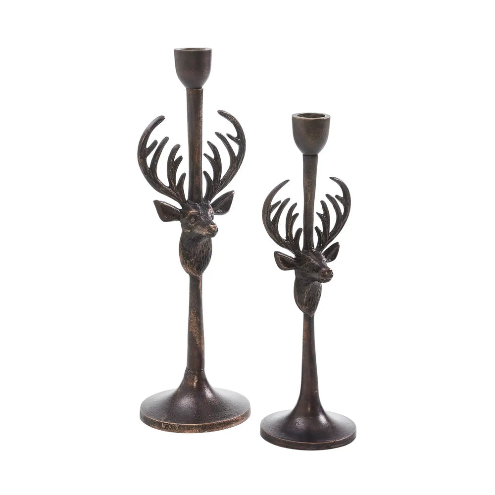 Metal Stag Candlestick Holder - 2 Sizes