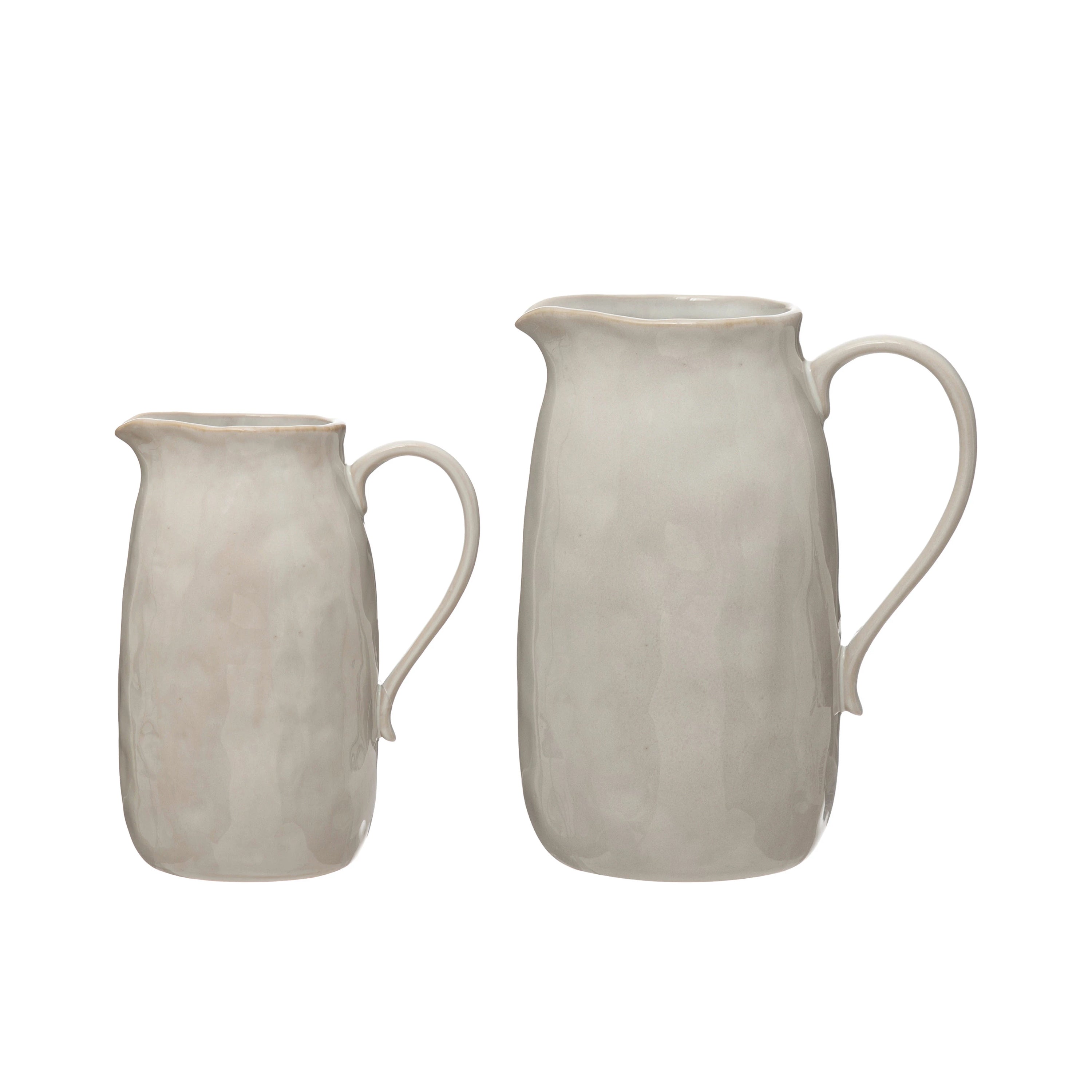 White Stoneware Pitcher - 2 Sizes