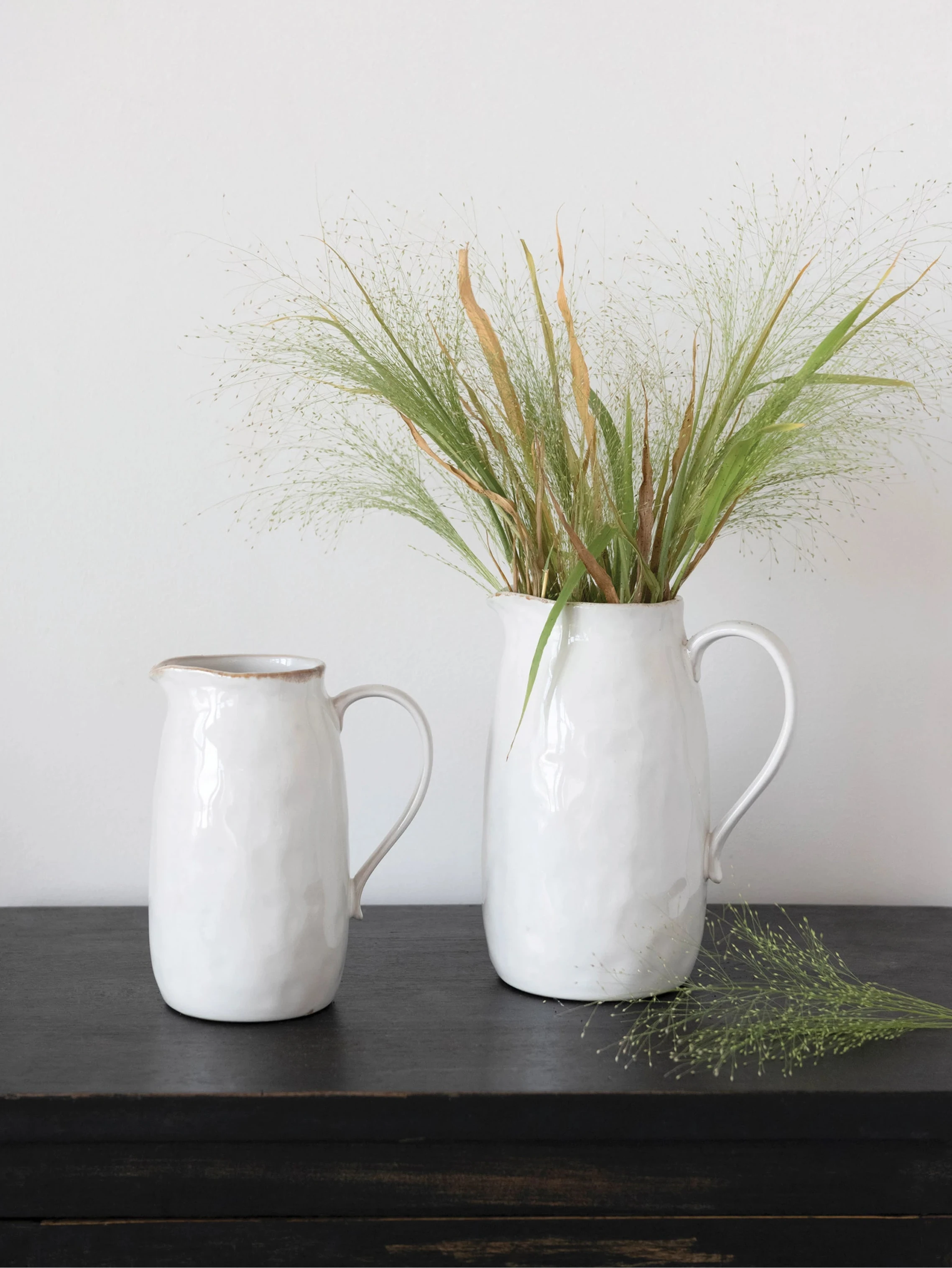 White Stoneware Pitcher - 2 Sizes