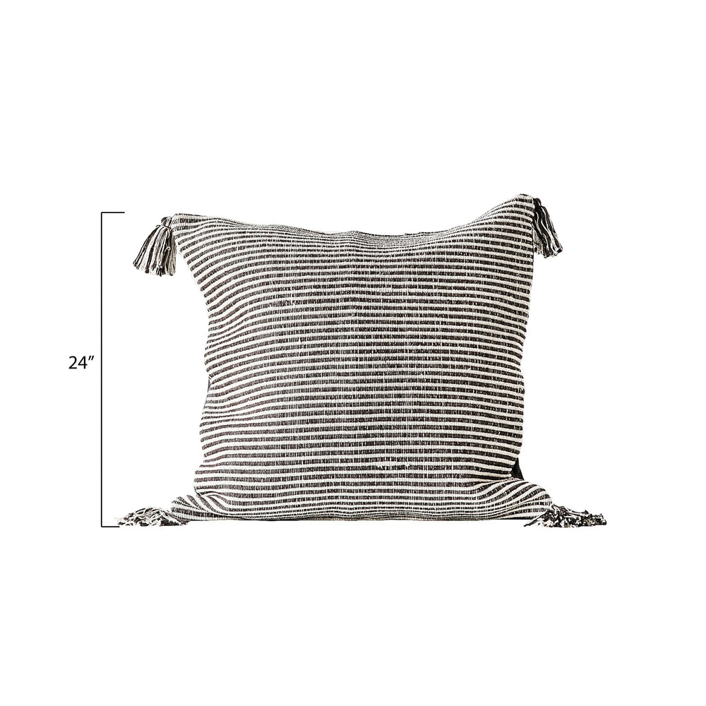 Striped Pillow with Tassels - 2 Colors